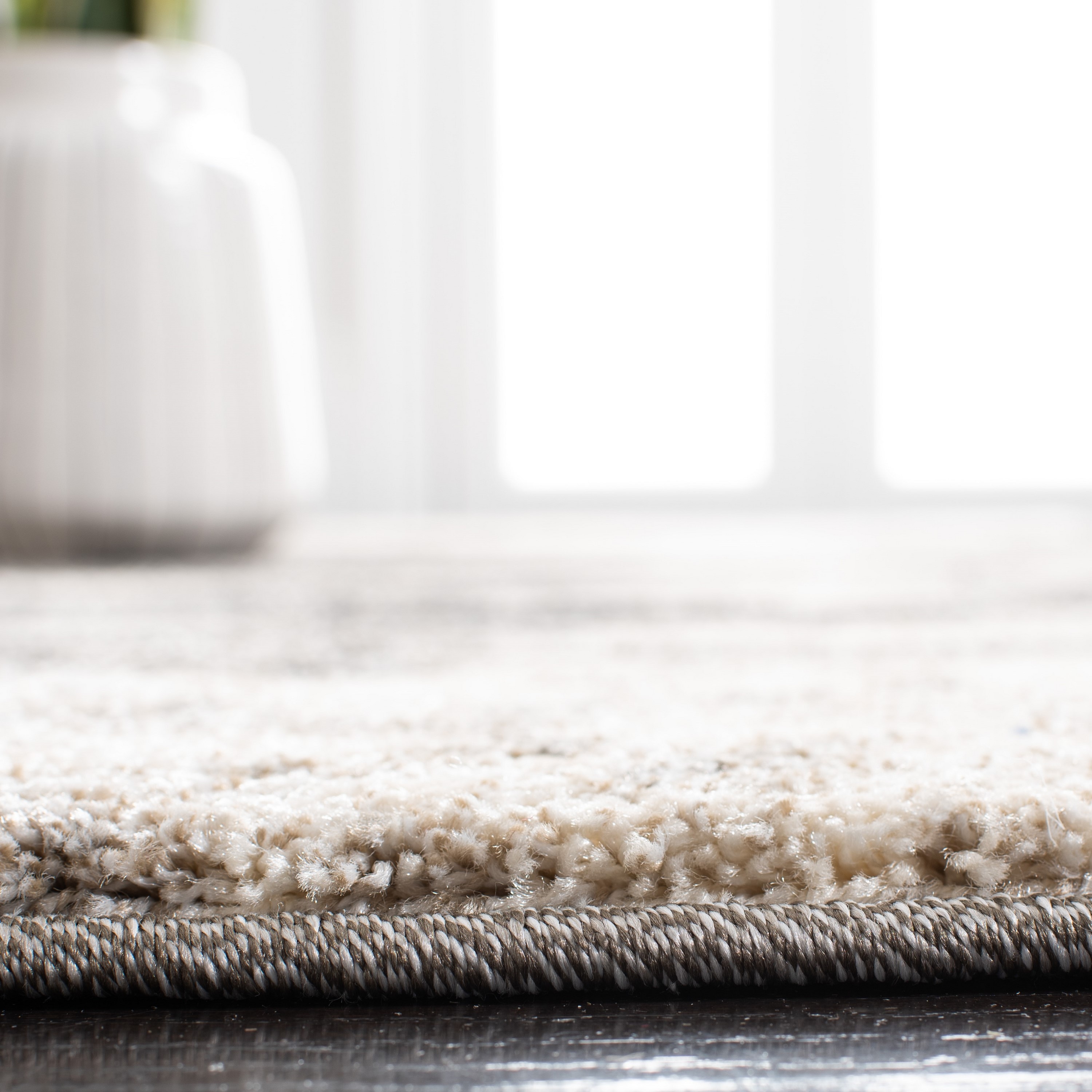 Gray Abstract Shag Synthetic Area Rug