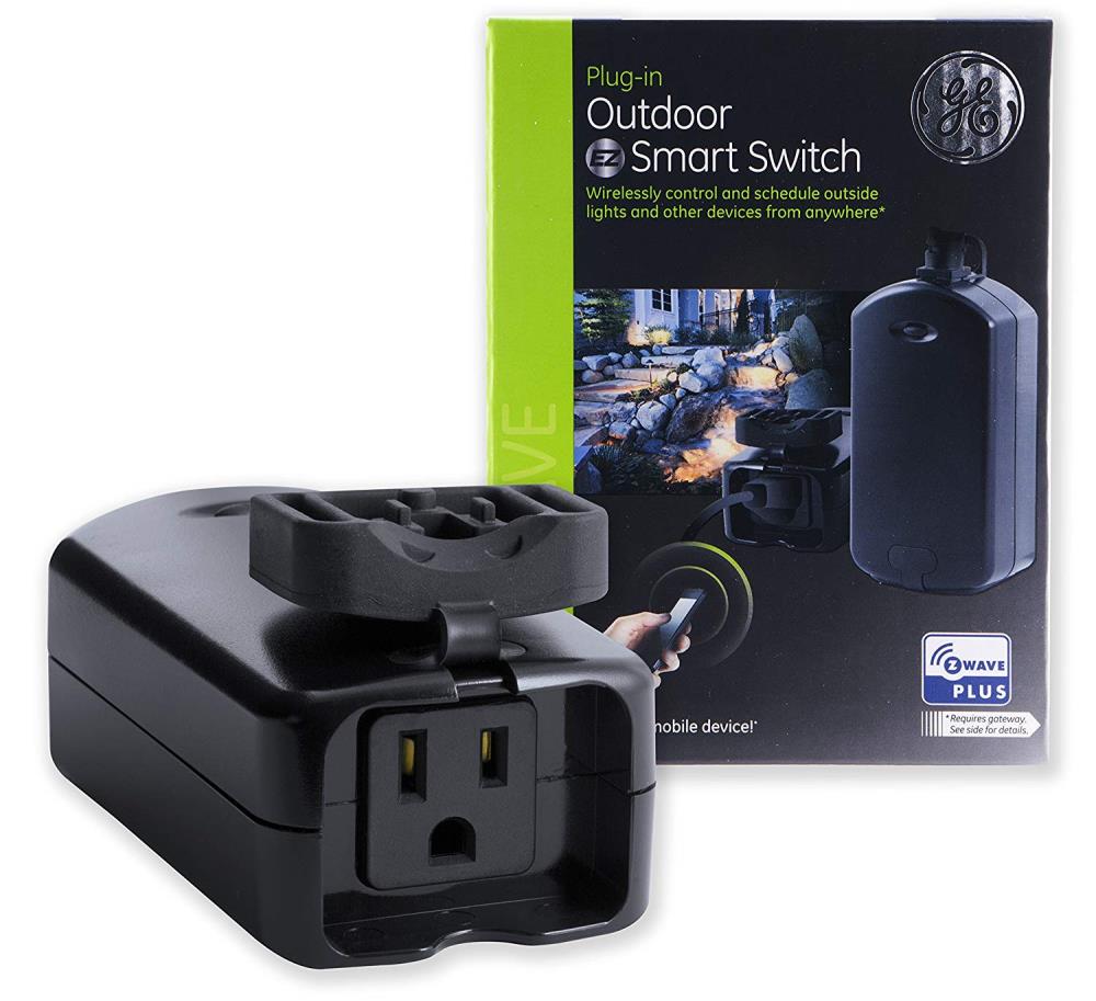 Enbrighten 14298 Z-Wave Plus Plug-In Outdoor Smart Switch, Gen5, Black 