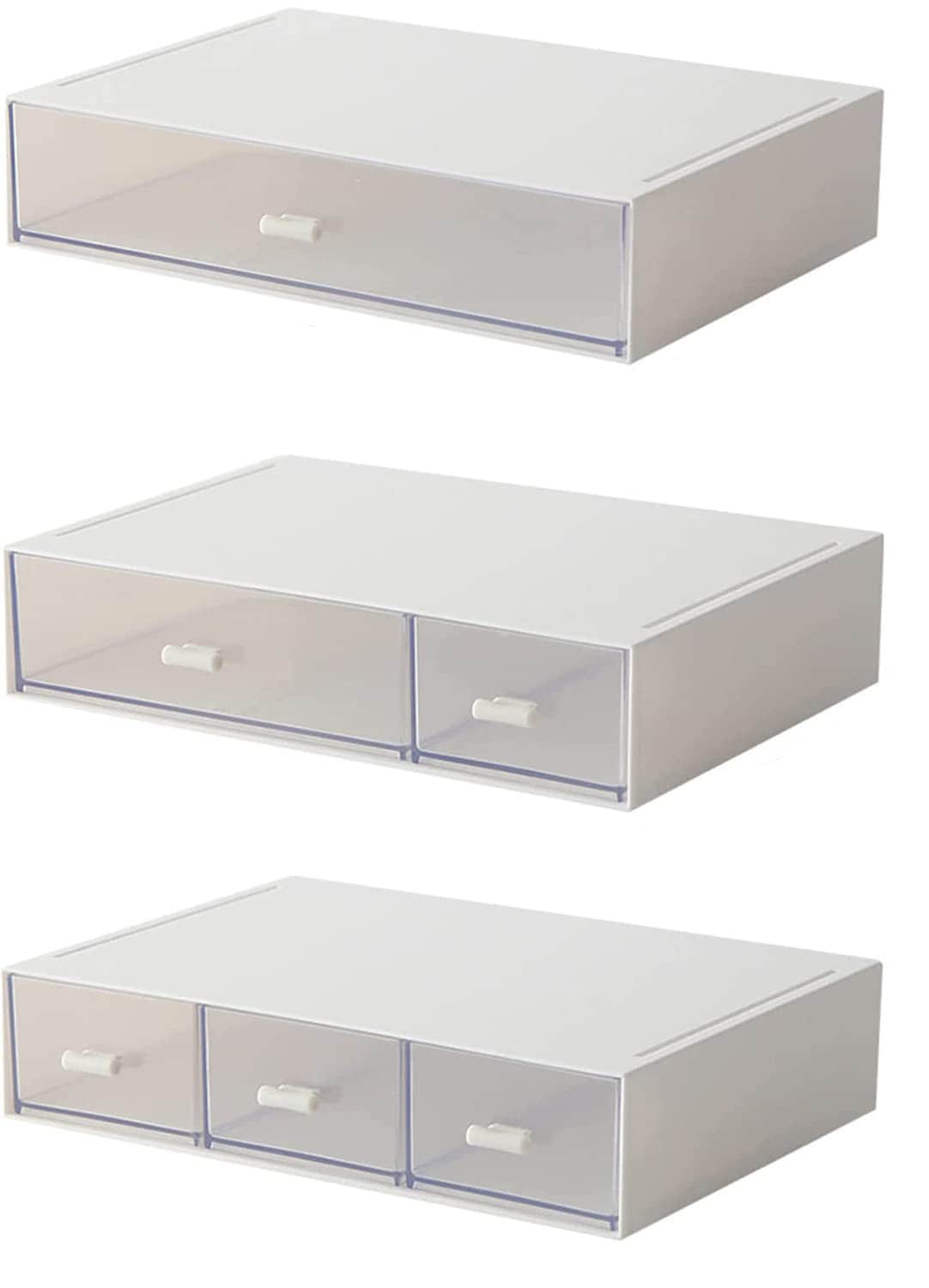 Etokfoks  White 9 in x 6 5 in ABS Plastic Stackable Desk Organizer with 6 Compartments for Home Office Storage