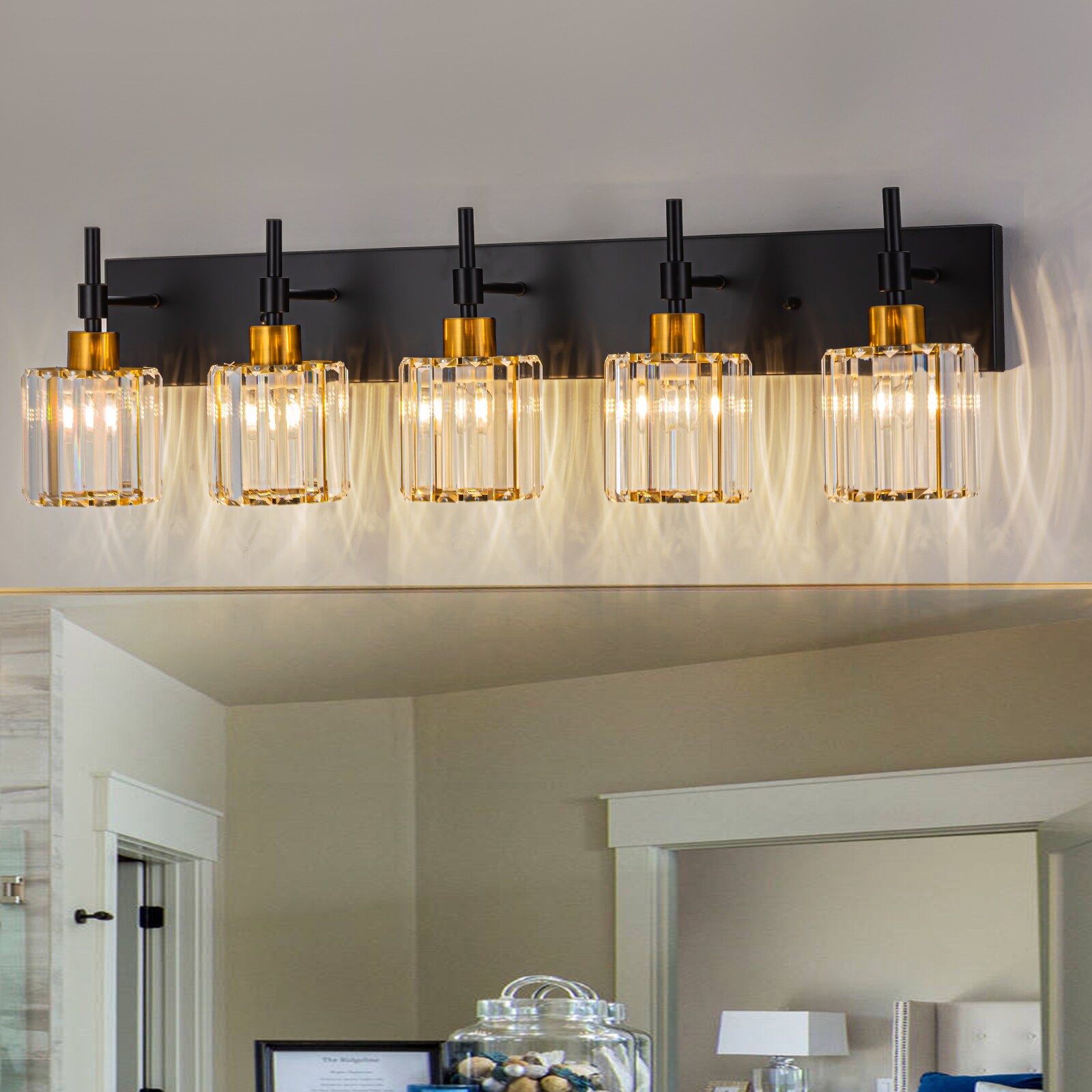 EDISLIVE Y81010000053668 33.1-in 5 -Light Black Modern/contemporary Vanity light