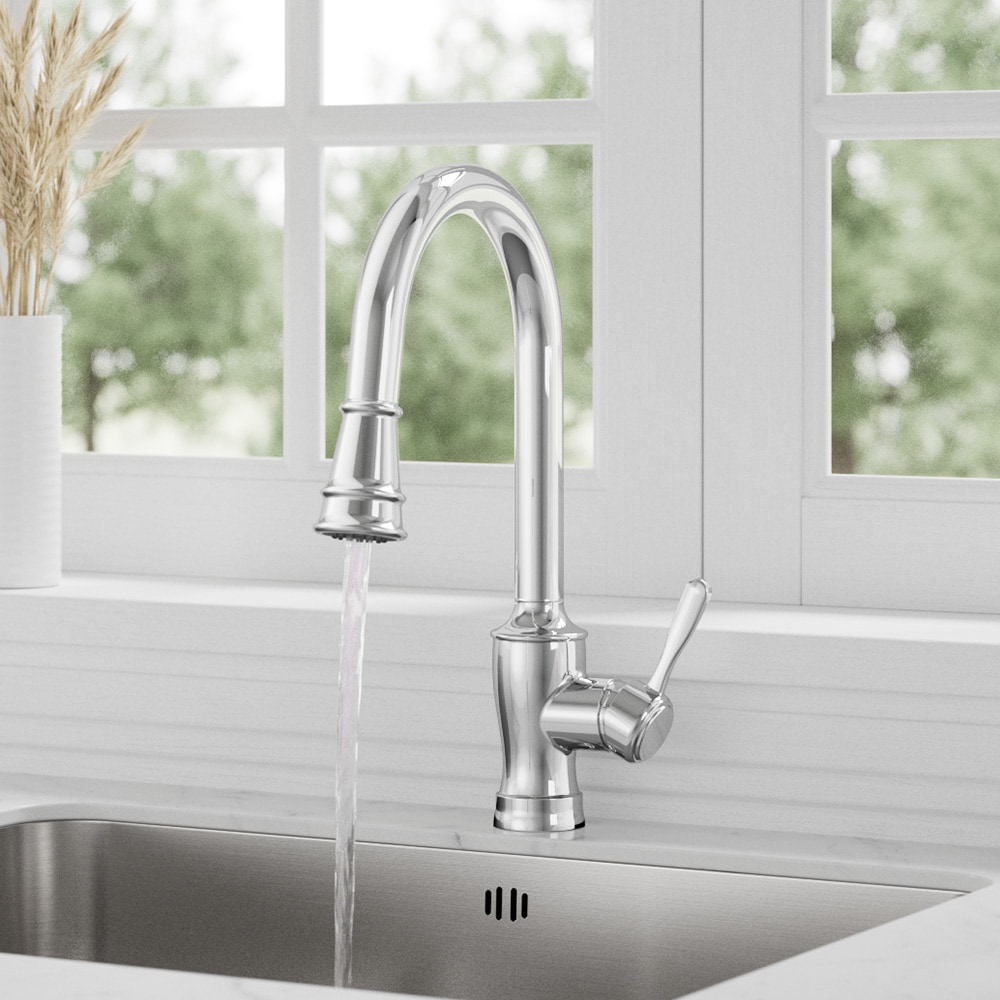 allen + roth Theo Chrome Single Handle Pull-down Kitchen Faucet with ...