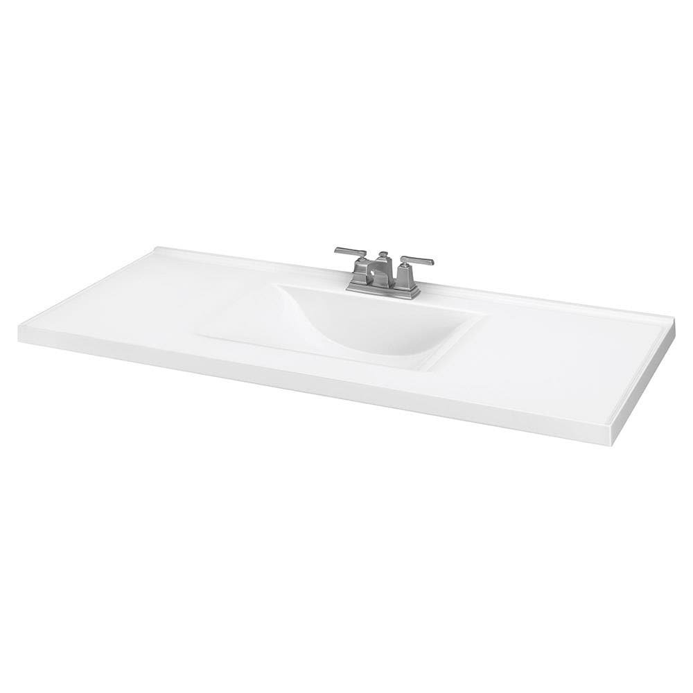 49 In White Cultured Marble Single Sink, Bath Vanity Top Without Sink