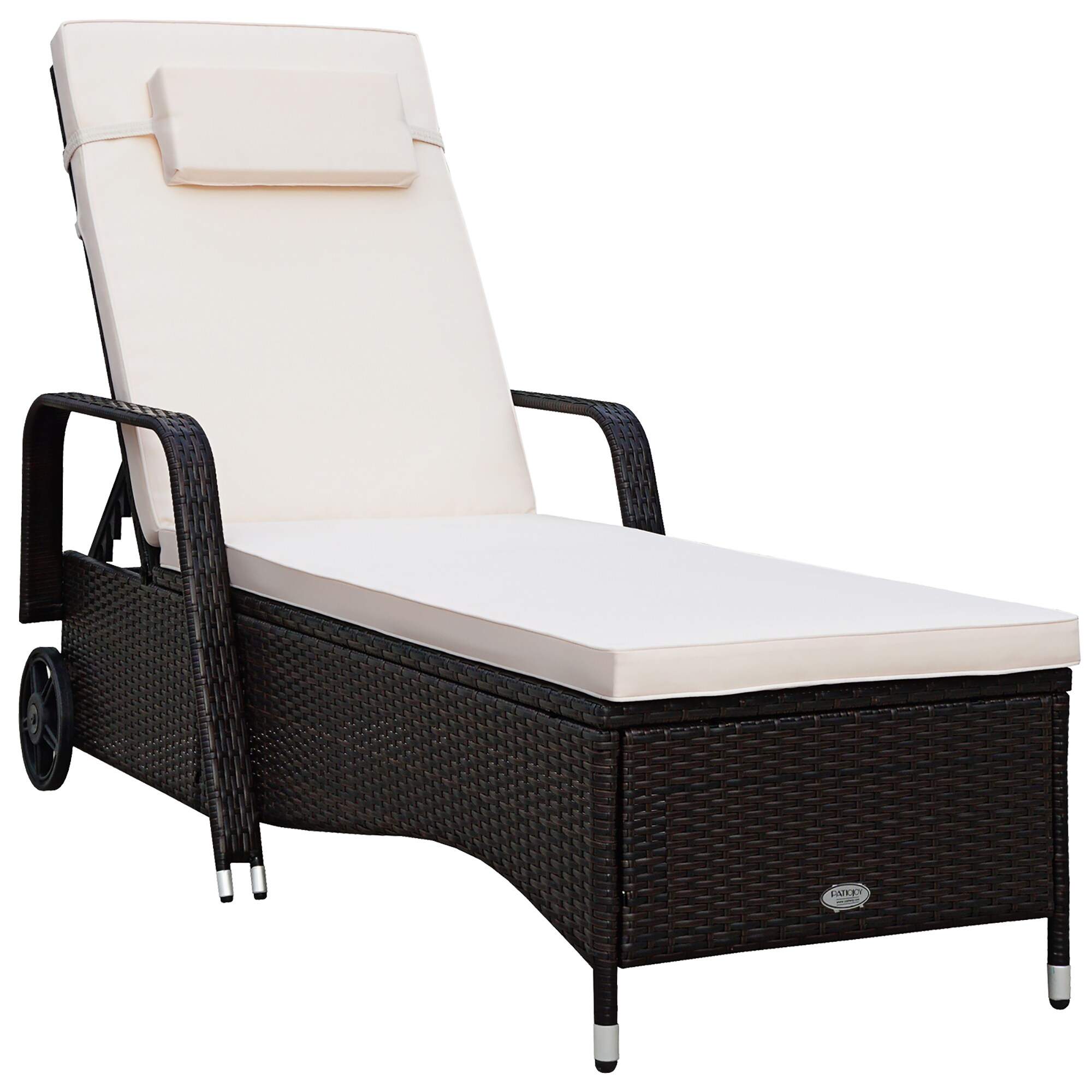 Modern Black Steel Chaise Lounge with White Cushions
