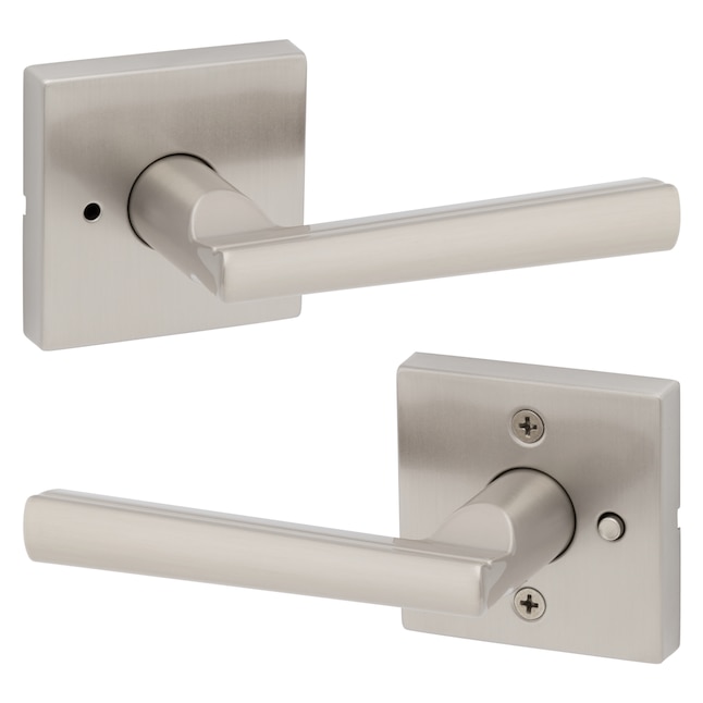 Montreal Square Satin Nickel Privacy Bed/Bath Door Lever Montreal Square Satin Nickel Privacy Bed/Bath Door Lever