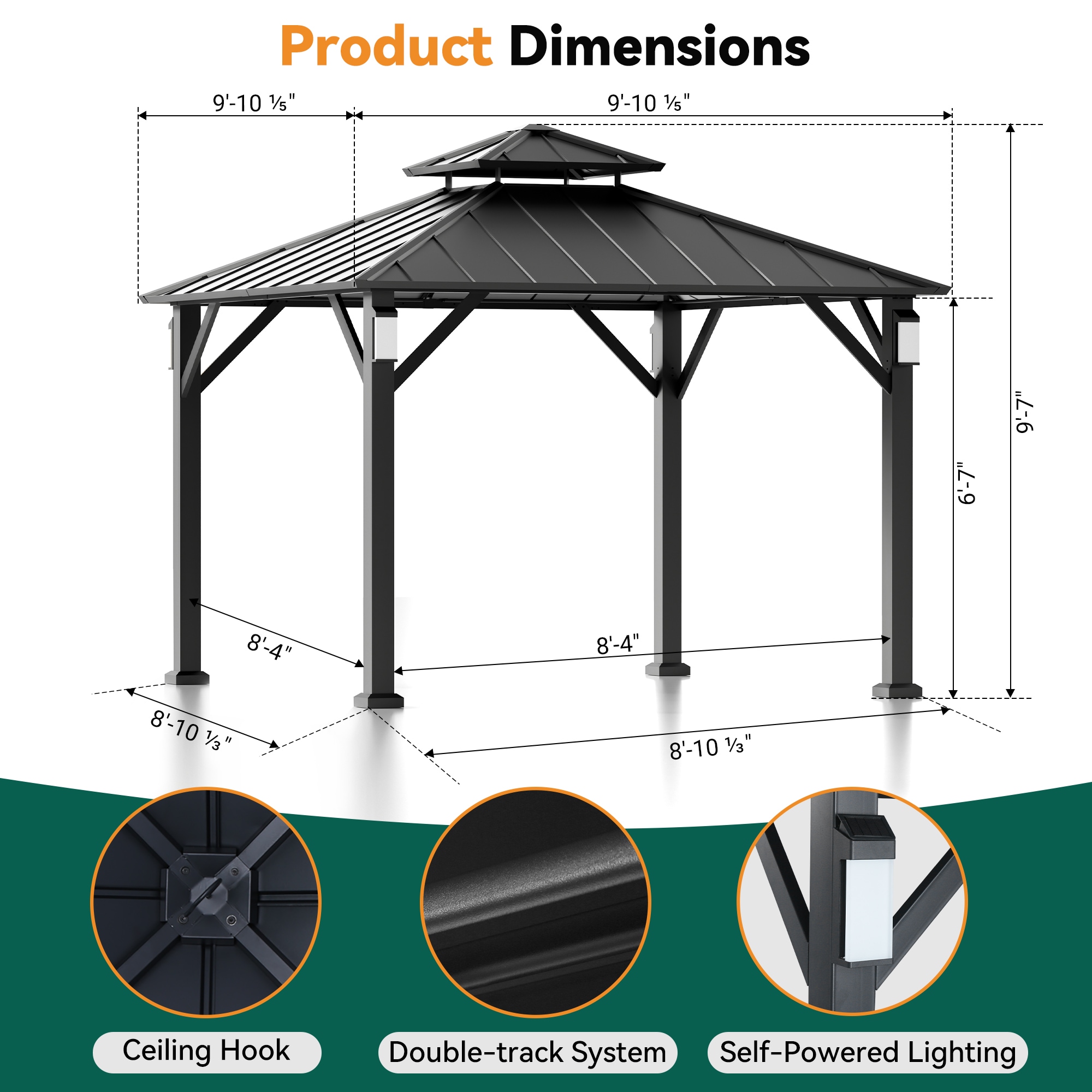 ELEVATE OUTDOORS IG10600094-MN Wood-Resin-Gazebos - View #2