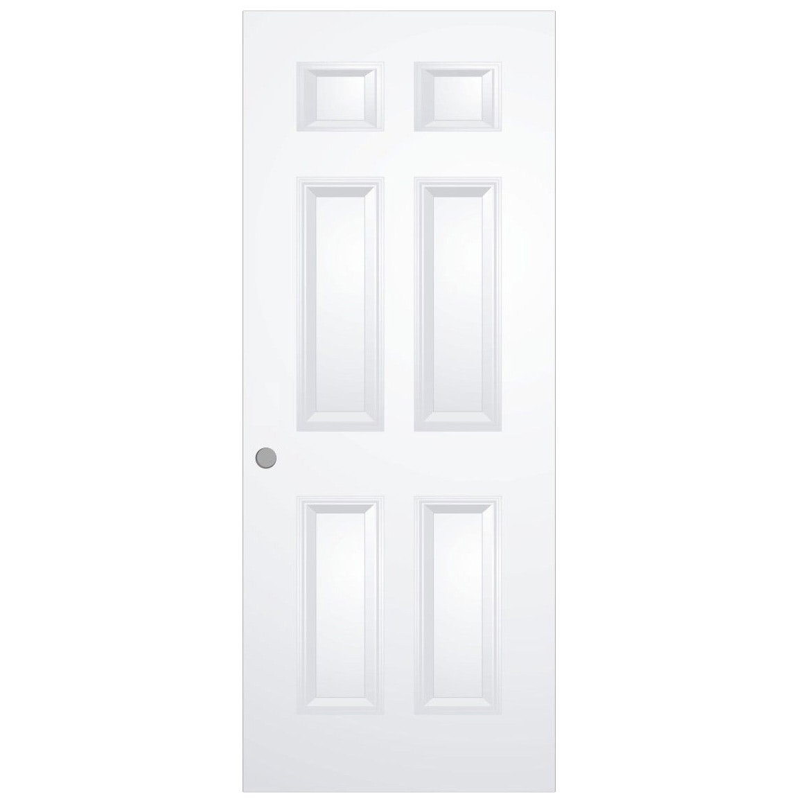 RELIABILT LOE830715 36-in x 80-in Primed Hollow core 6-panel Left hand Smooth Primed Molded composite Flat Jamb Single Prehung Interior Door
