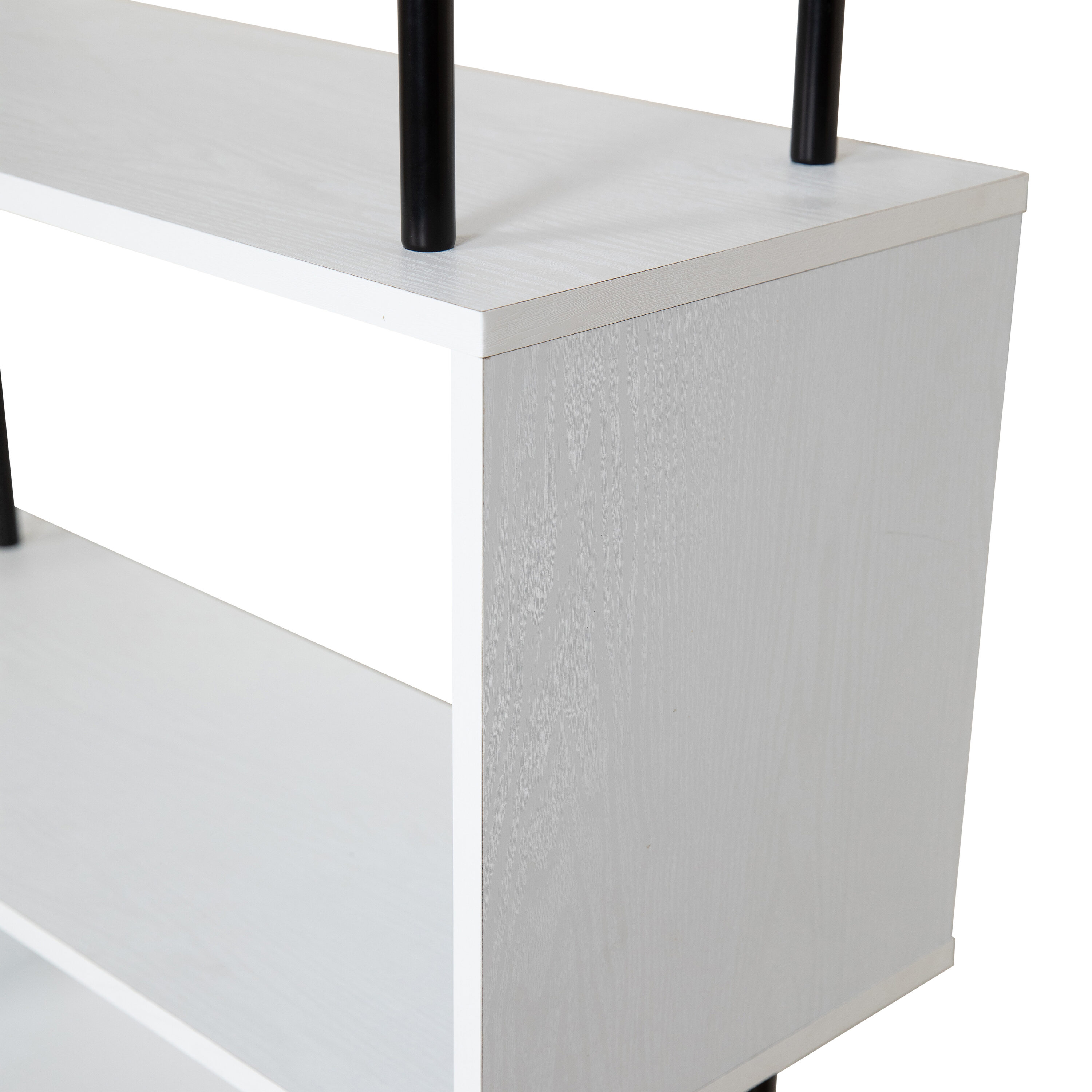 White and Black 5-Tier S-Shaped Modern Wood Bookcase