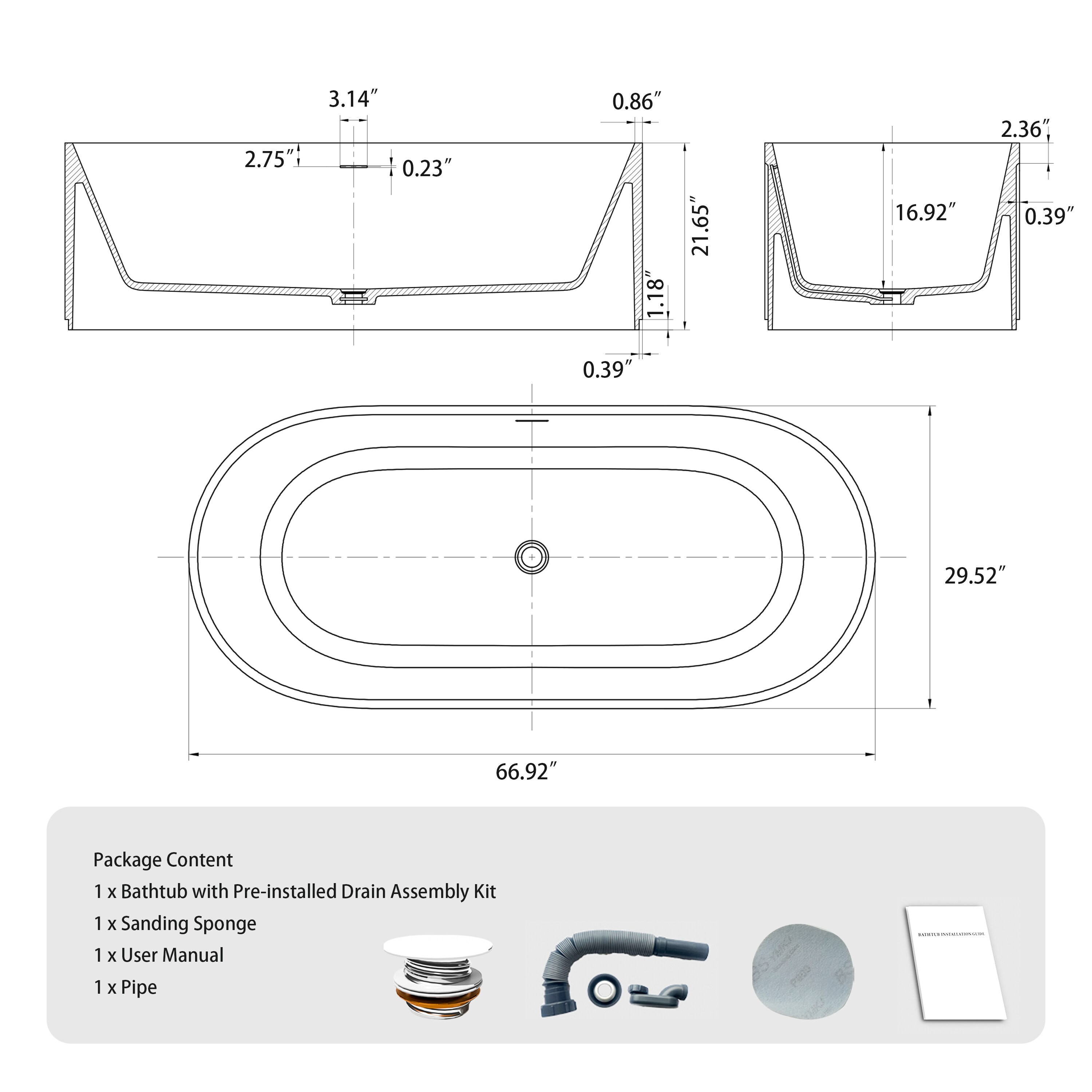 POCCI HA1045-67MW bathtubs - View #4