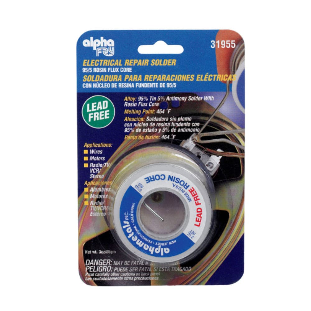 Alpha Fry  3 oz Lead Free Rosin Core Solder Wire 0.06 in 95 5 Tin Antimony