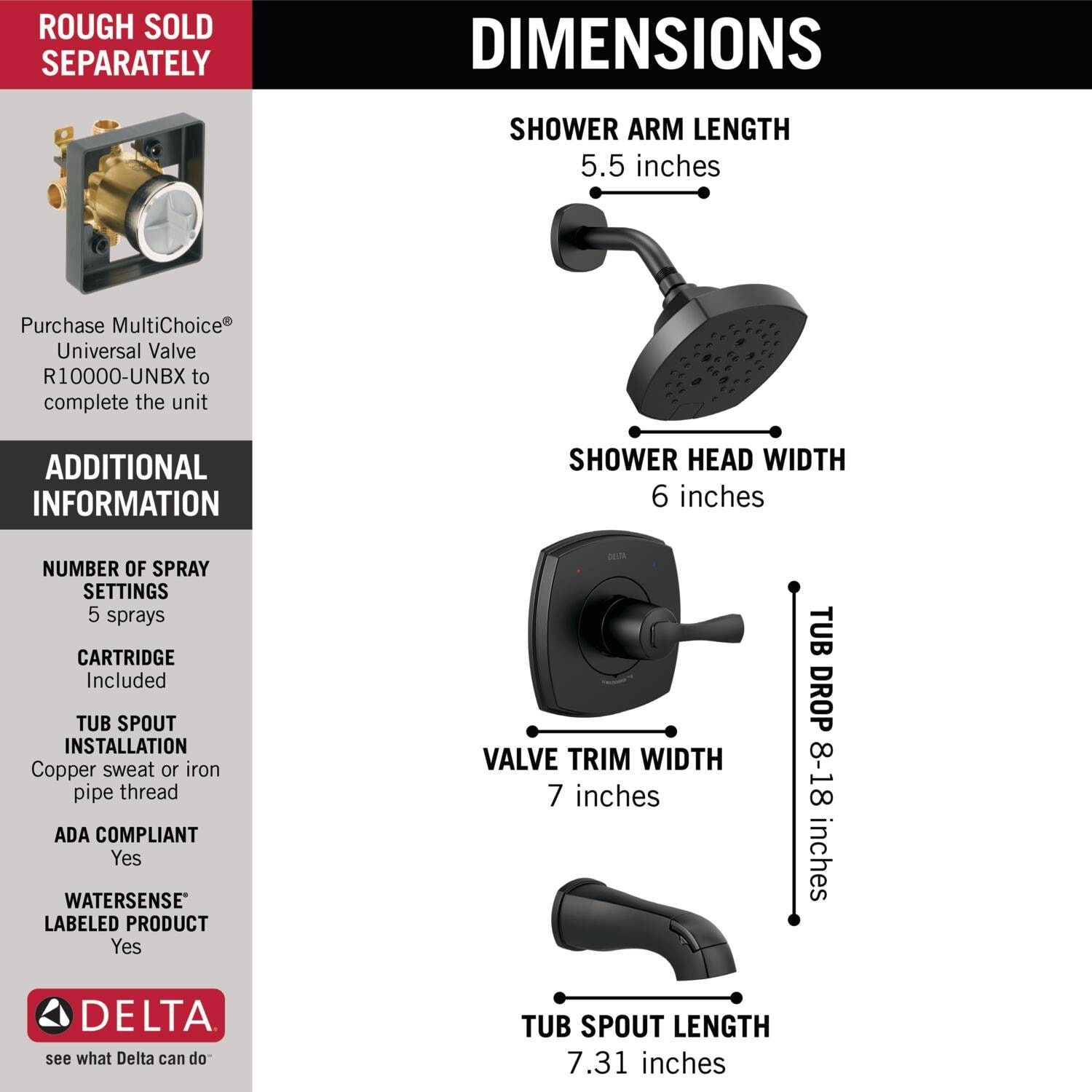 Delta T14476-BL Tub-Shower-Faucets - View #3