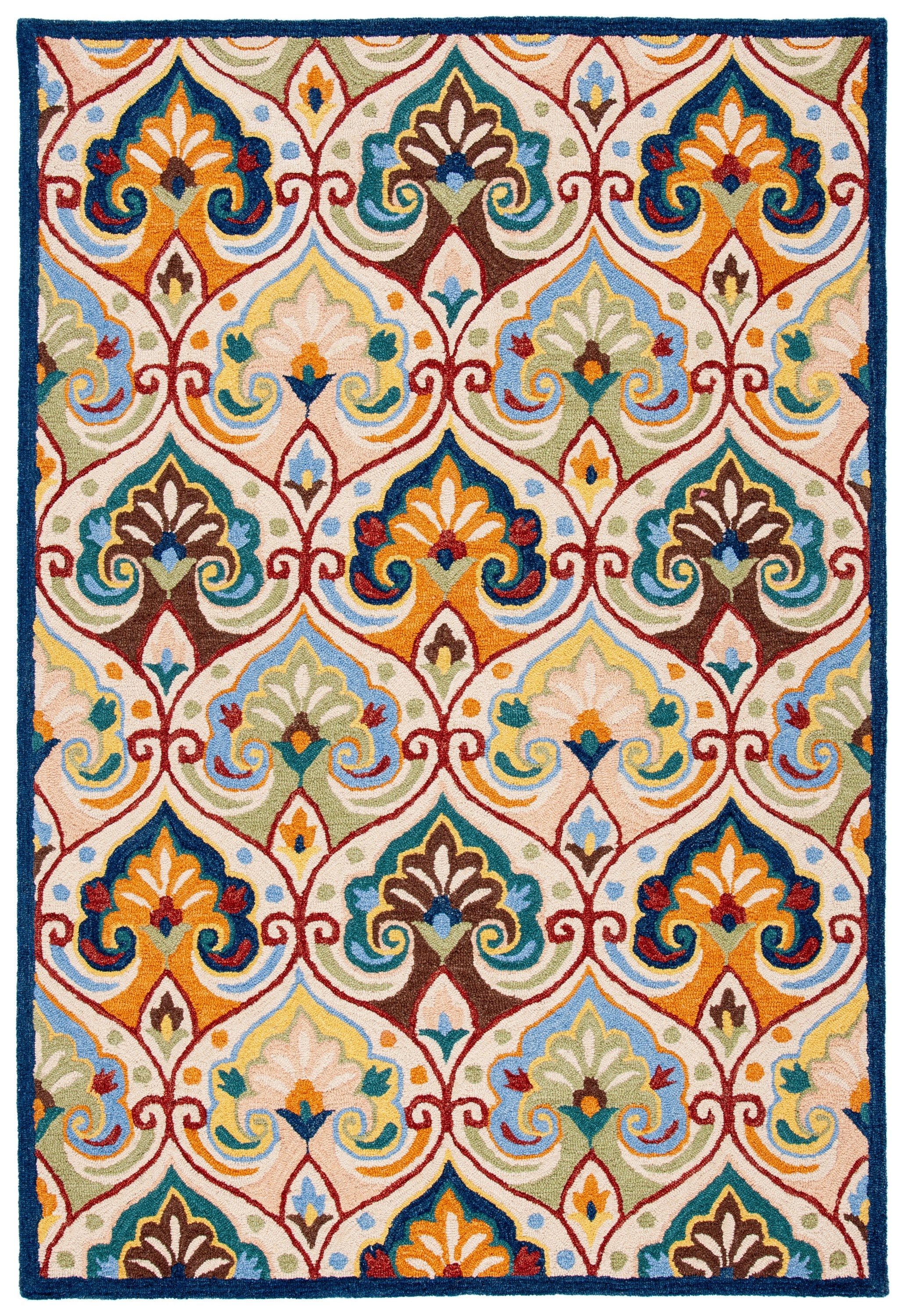 Elegant Blue Floral Hand-Tufted Wool Area Rug - 4' x 6'