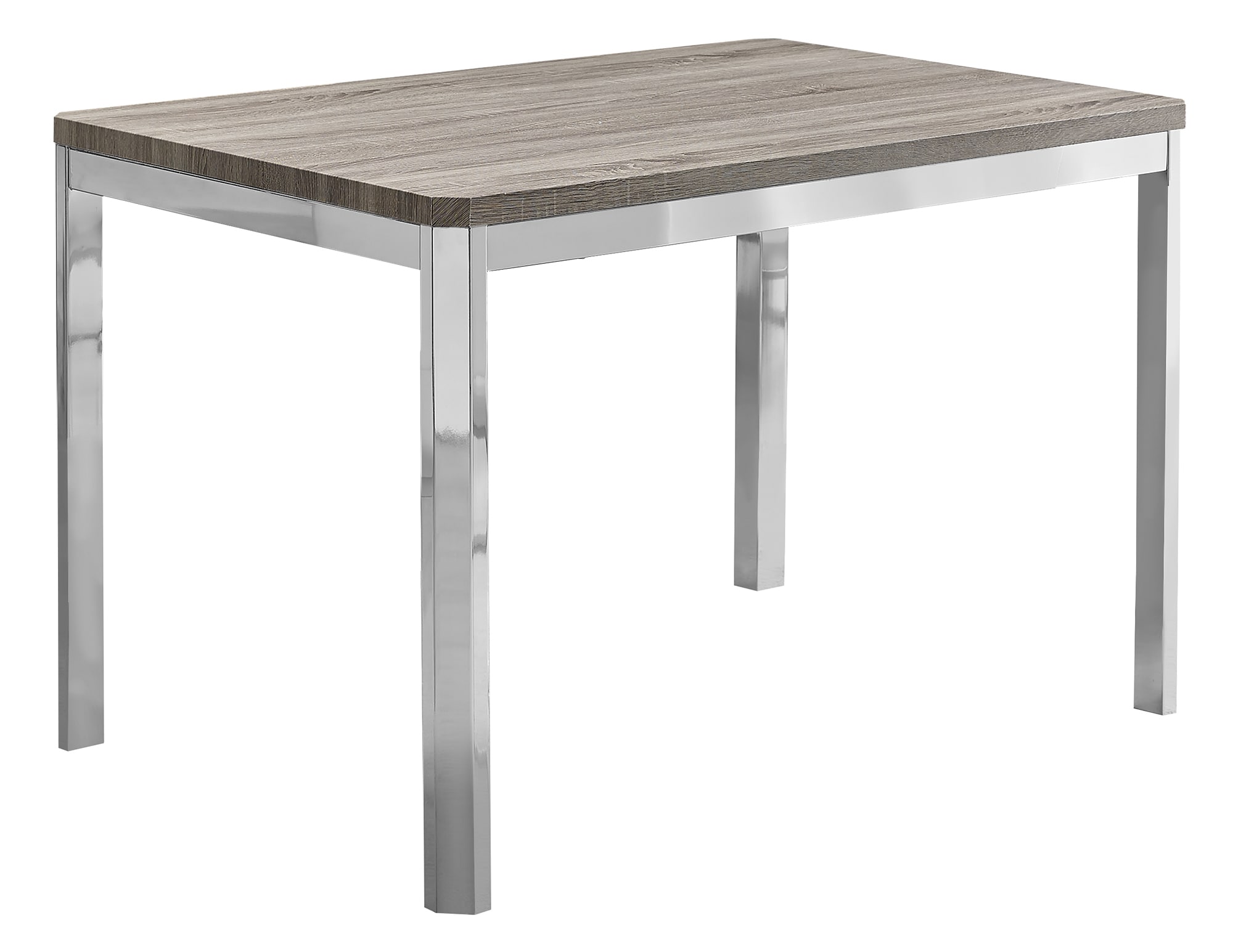 Monarch Specialties I 1042 Dark Taupe Reclaimed Wood-look/chrome Contemporary/Modern Dining Table, Composite with Chrome Metal Base 47.5-in L x 30-in H