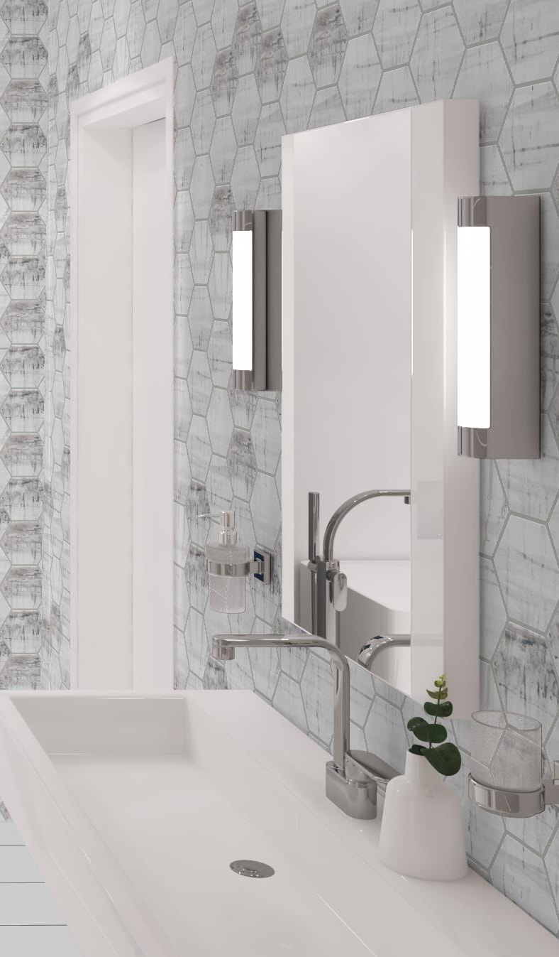 Homage 5" White Glazed Hexagonal Porcelain Tile