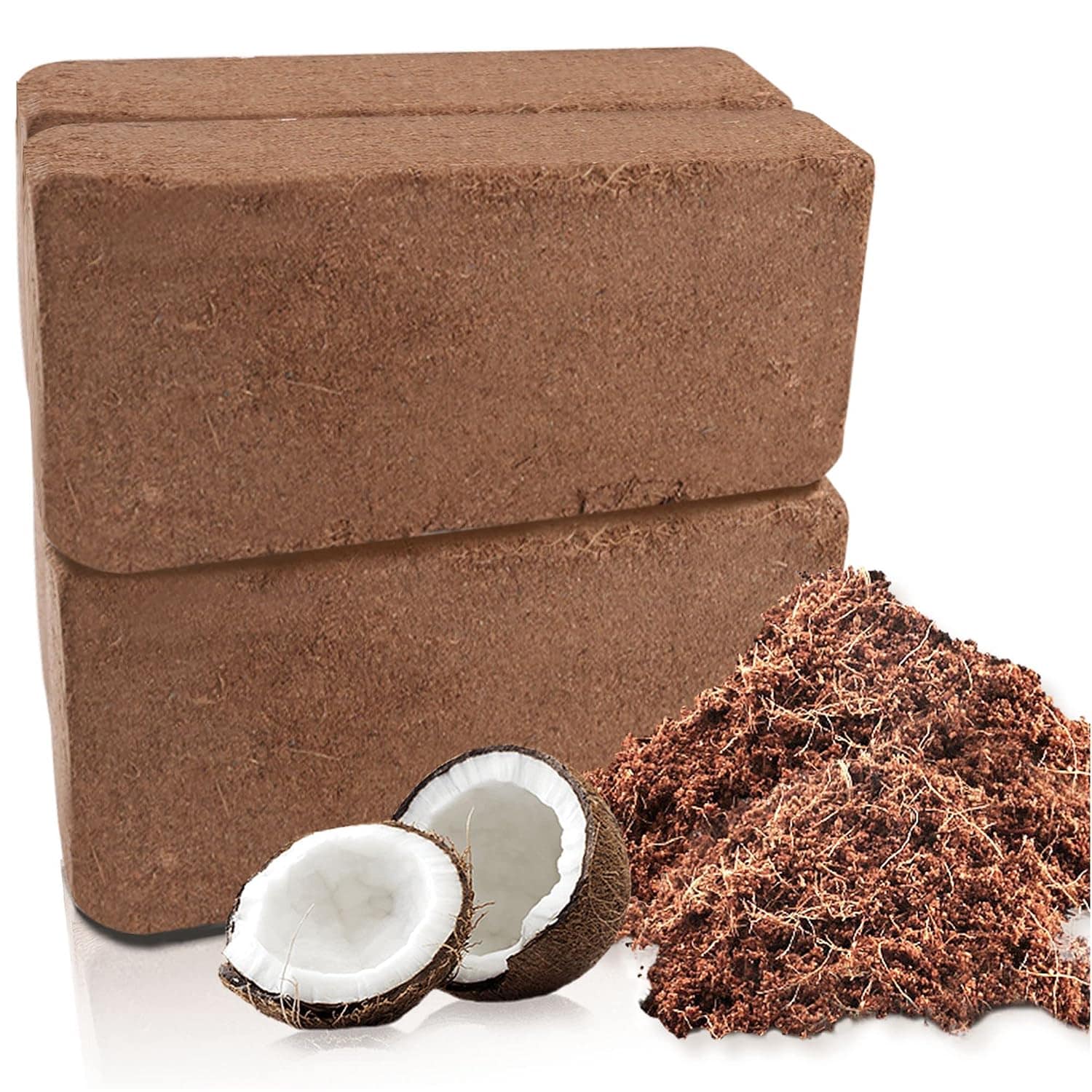 CJGQ Compressed Coconut Coir Bricks 4-Pack 1.4 lb Each Expands to 4.6 Gallons Natural Organic Growing Medium Low EC Balanced pH for Seed Starting Raised Beds Potted Plants and Herbs