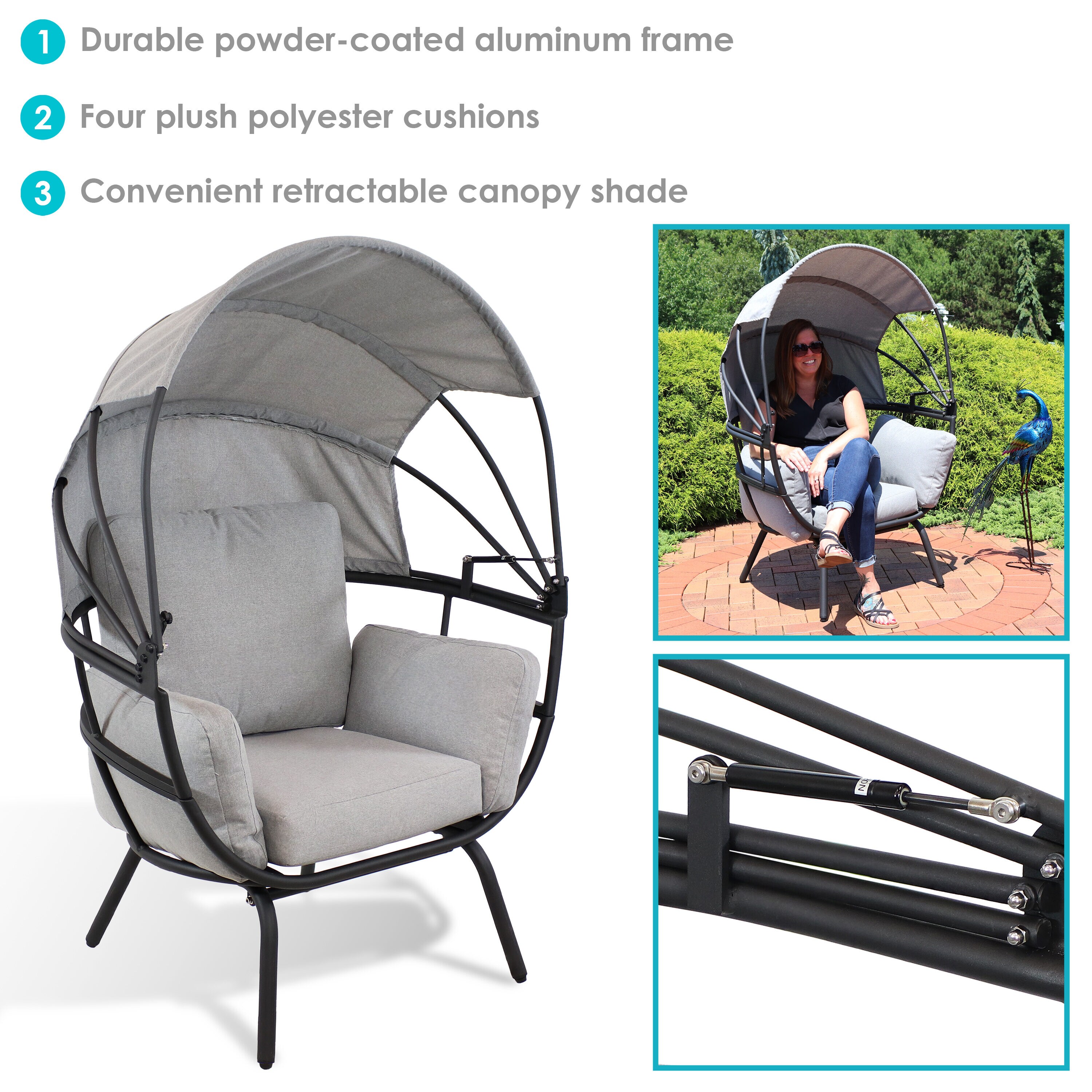 Sunnydaze Outdoor Modern Luxury Replacement Basket Chair Cushion - Gray