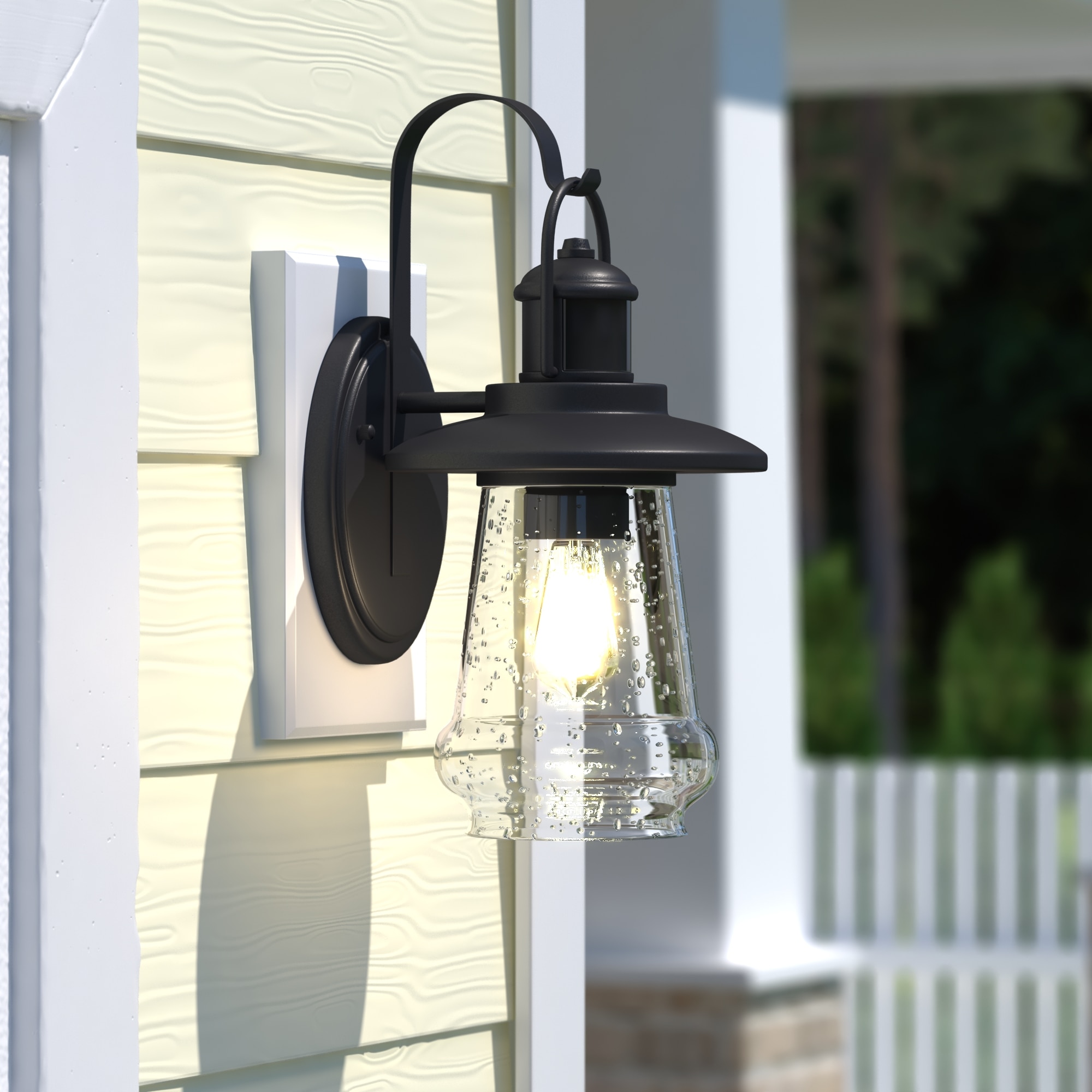 Bridgeport 14.75" Bronze Cylinder Outdoor Wall Light with Seeded Glass
