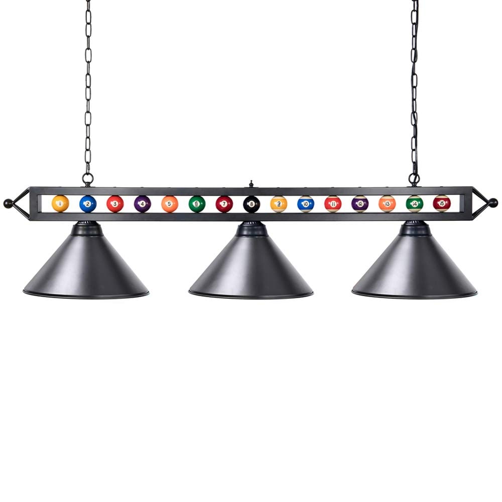 Vrbgify 3 Light Pool Table Lighting Fixture for 7 to 8 Foot Table Matte Metal Shade Modern Pendant for Kitchen Island Game Room Adjustable Chain #LVG0709V025