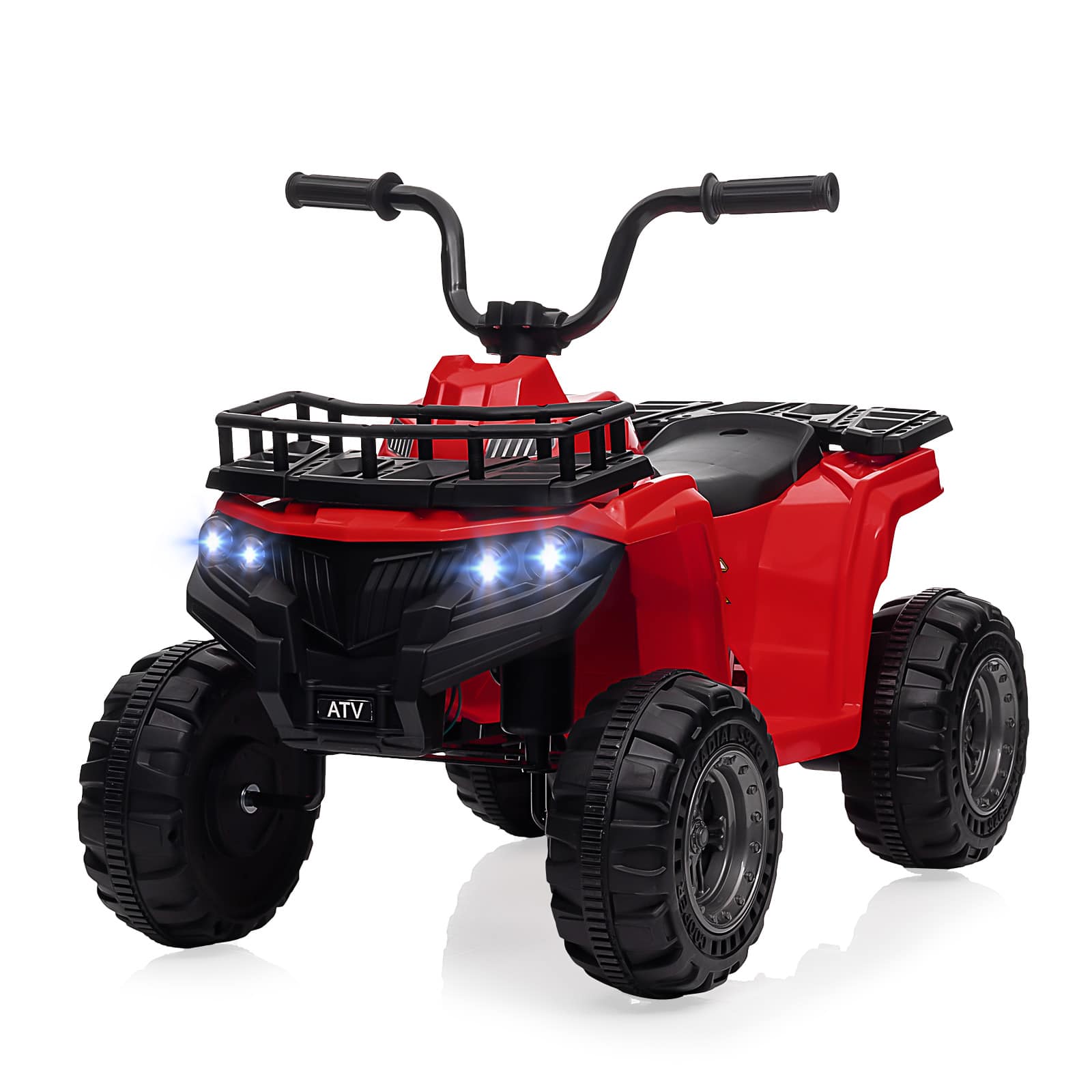 Qeetex TOYPTO0Z06IUZ4 12V 4Point5AH Kids Rechargeable ATV 4 Wheeler Ride On Quad With Suspension Rubber Handles And Treaded Tires Red