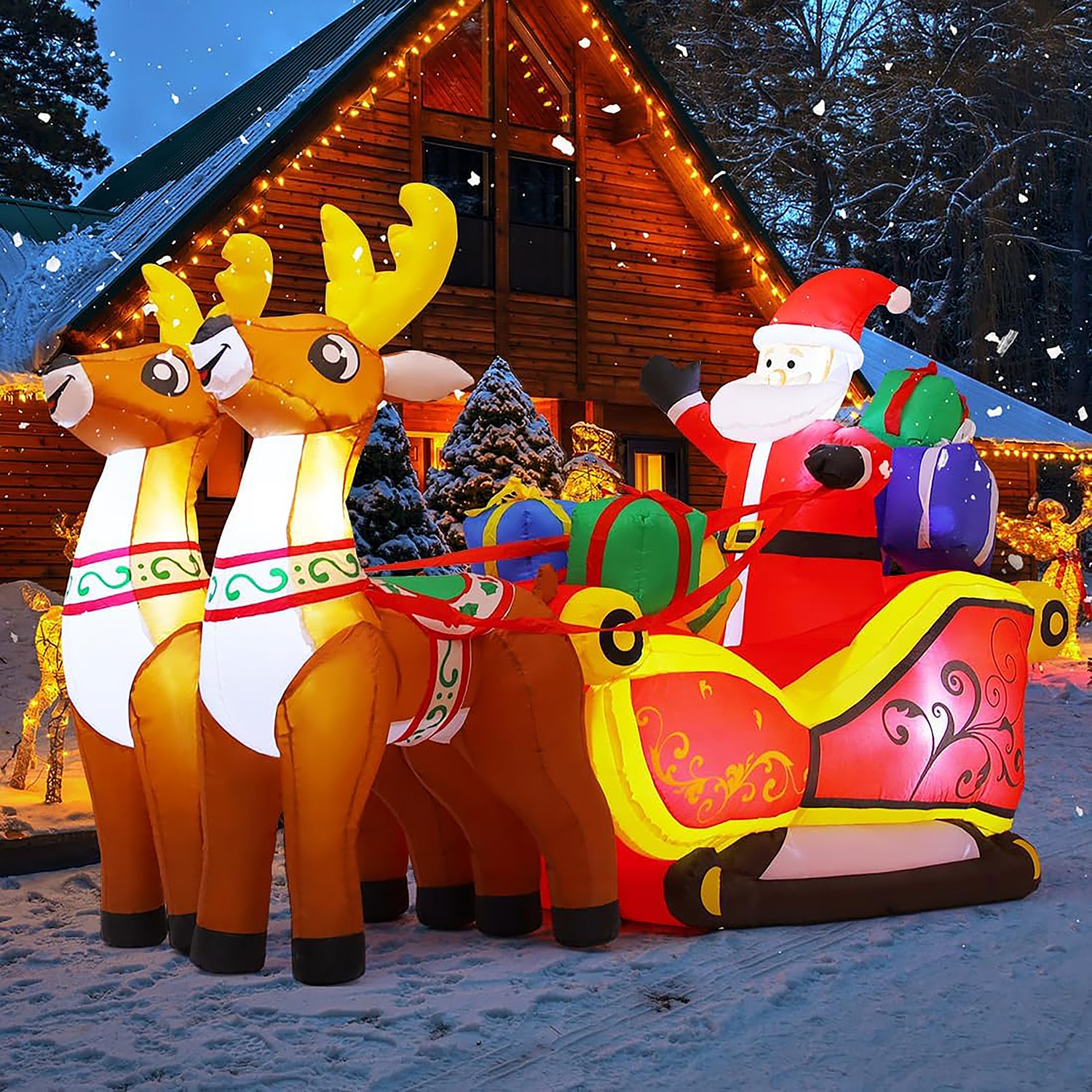 Goosh Inflatable Walmart GOOSH 4-ft Lighted Sleigh Christmas Inflatable DJ-SD-27155 at Lowes.com