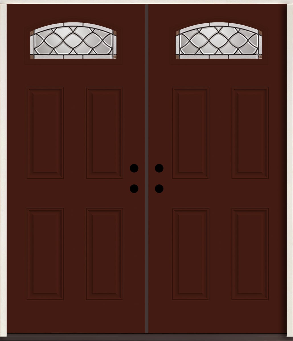 RELIABILT LO964114 Sheldon 72-in x 80-in x Fiberglass 1/4 lite Left-hand inswing Currant Paint Painted Prehung Double Front Door Insulating core