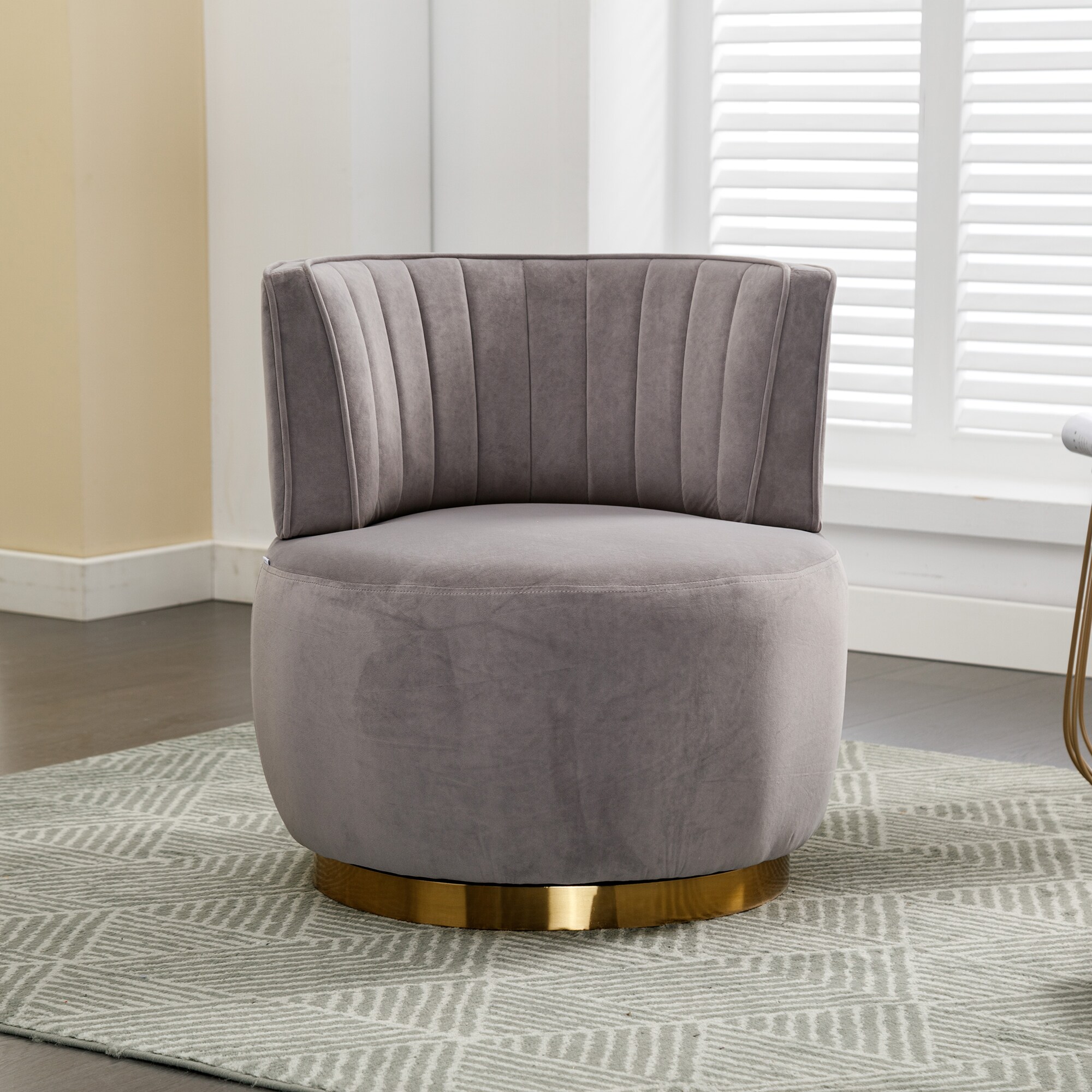 LUXEYARD 360 Degree Swivel Cuddle Barrel Accent Sofa Chairs Round ...