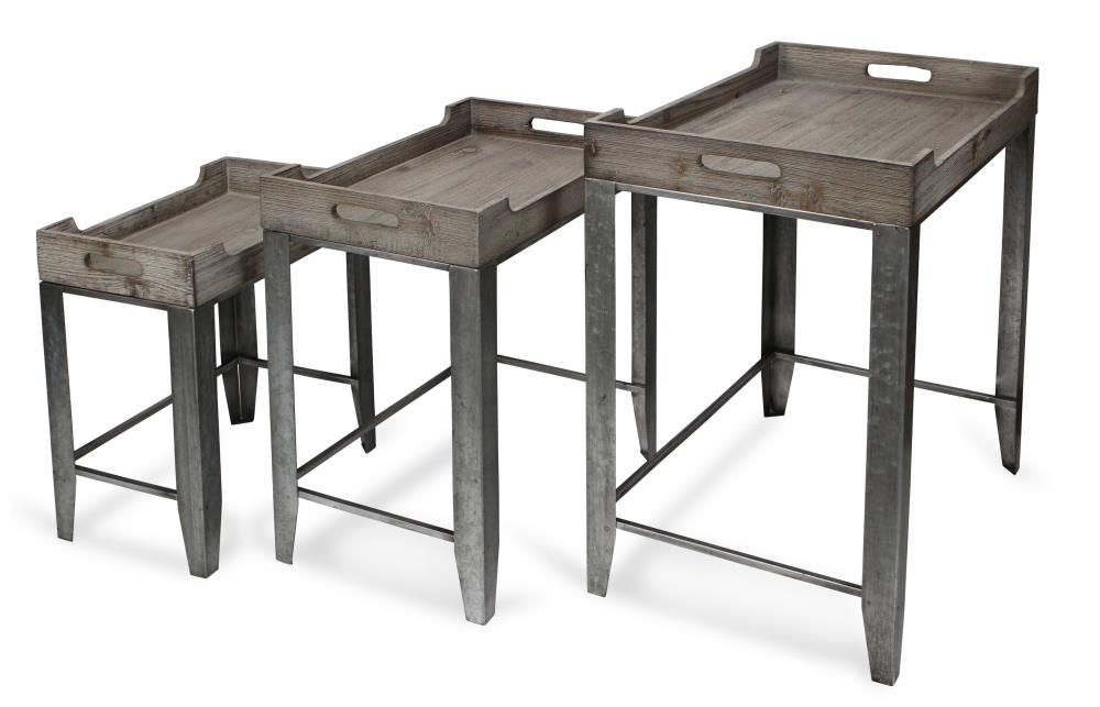 Cheung's Nesting Table 3Piece Rustic Wood Fir Accent Table Set at