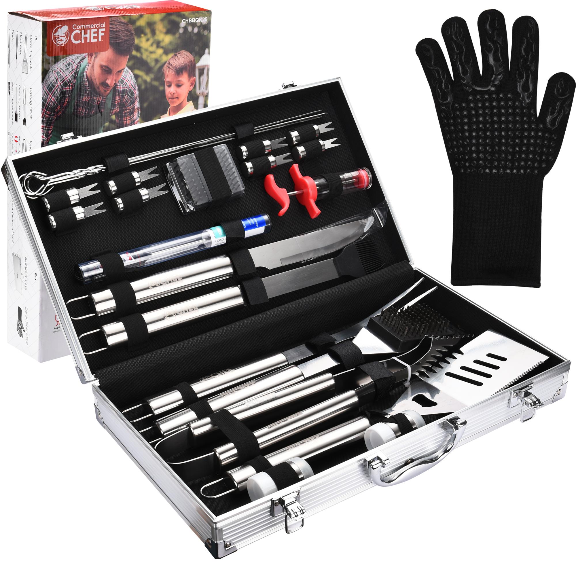 Commercial Chef Professional BBQ Accessory Kit 25-Pack Stainless Steel Tool  Set in the Grilling Tools & Utensils department at