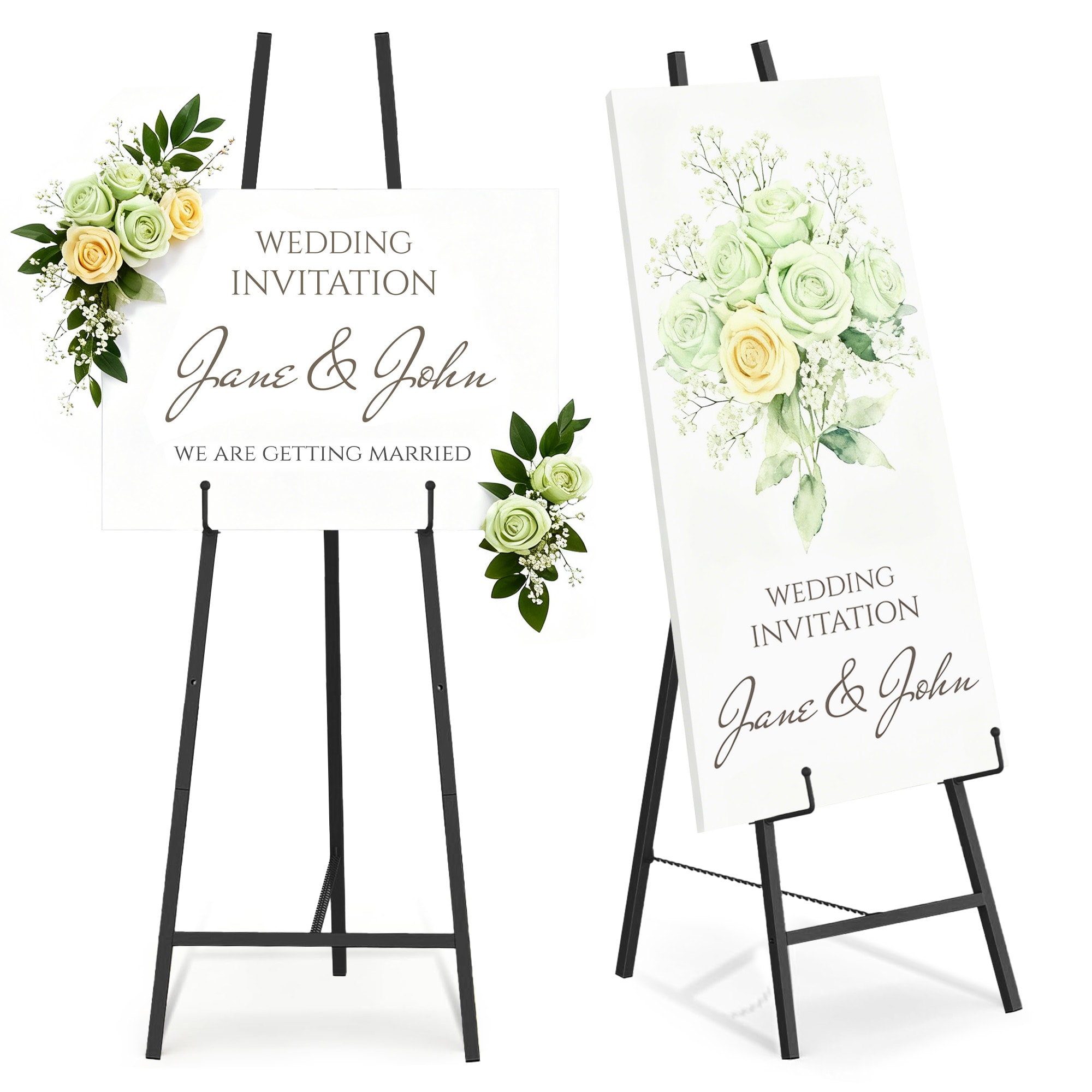 Garvee - 2 Pack Welcome Sign Stand 57inch Display Easel Stand for Sign with Adjustable Height Cha...