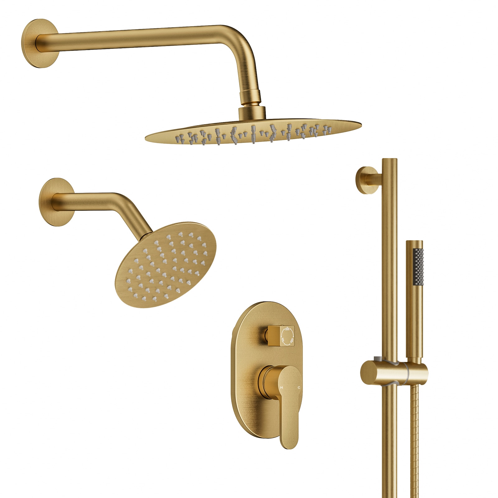 YAWWALK 3 Way 10 in Wall Mounted Rain Shower System with 27 in Slide ...