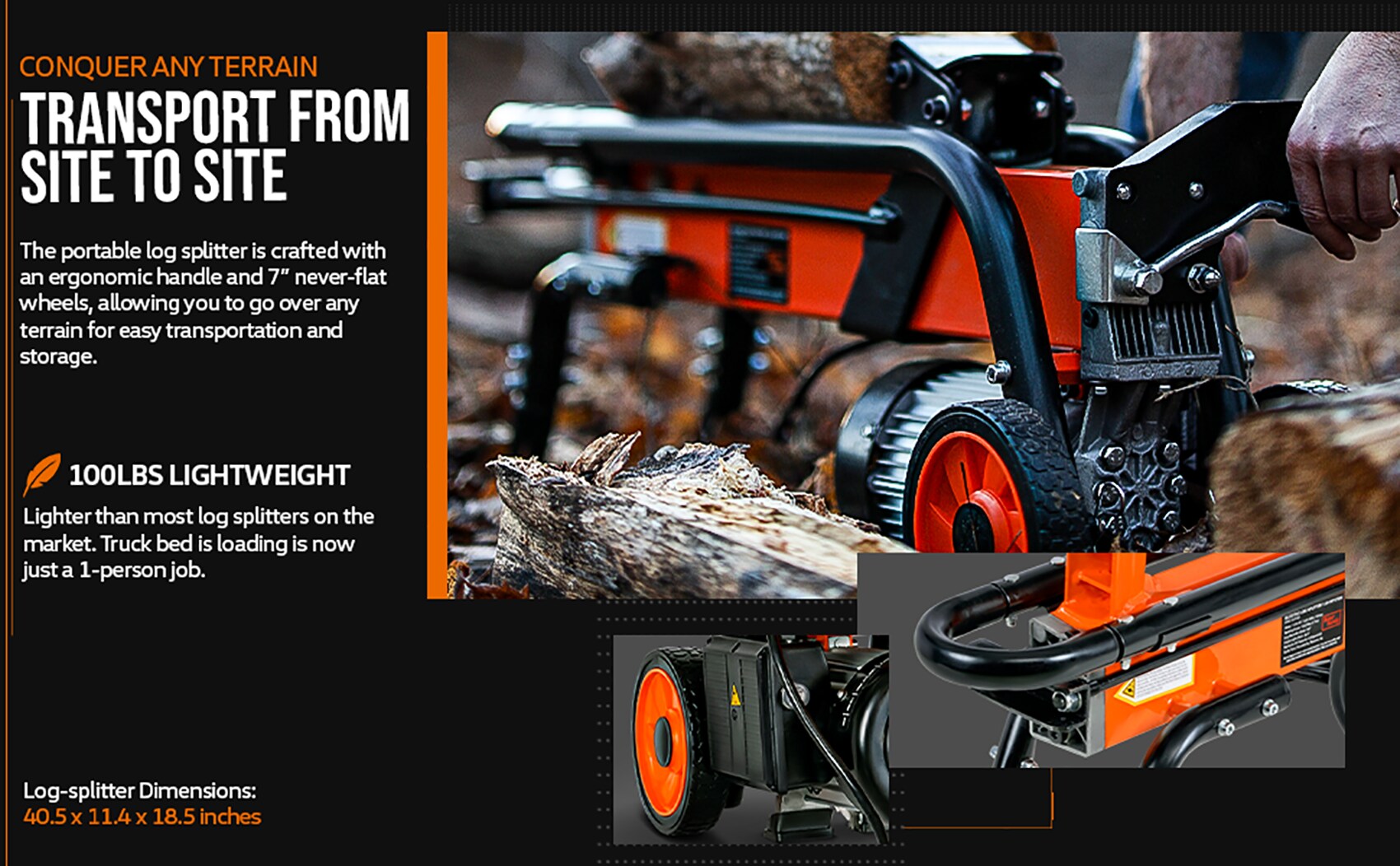 SuperHandy TRI-GUT065 Electric-Log-Splitters - View #5