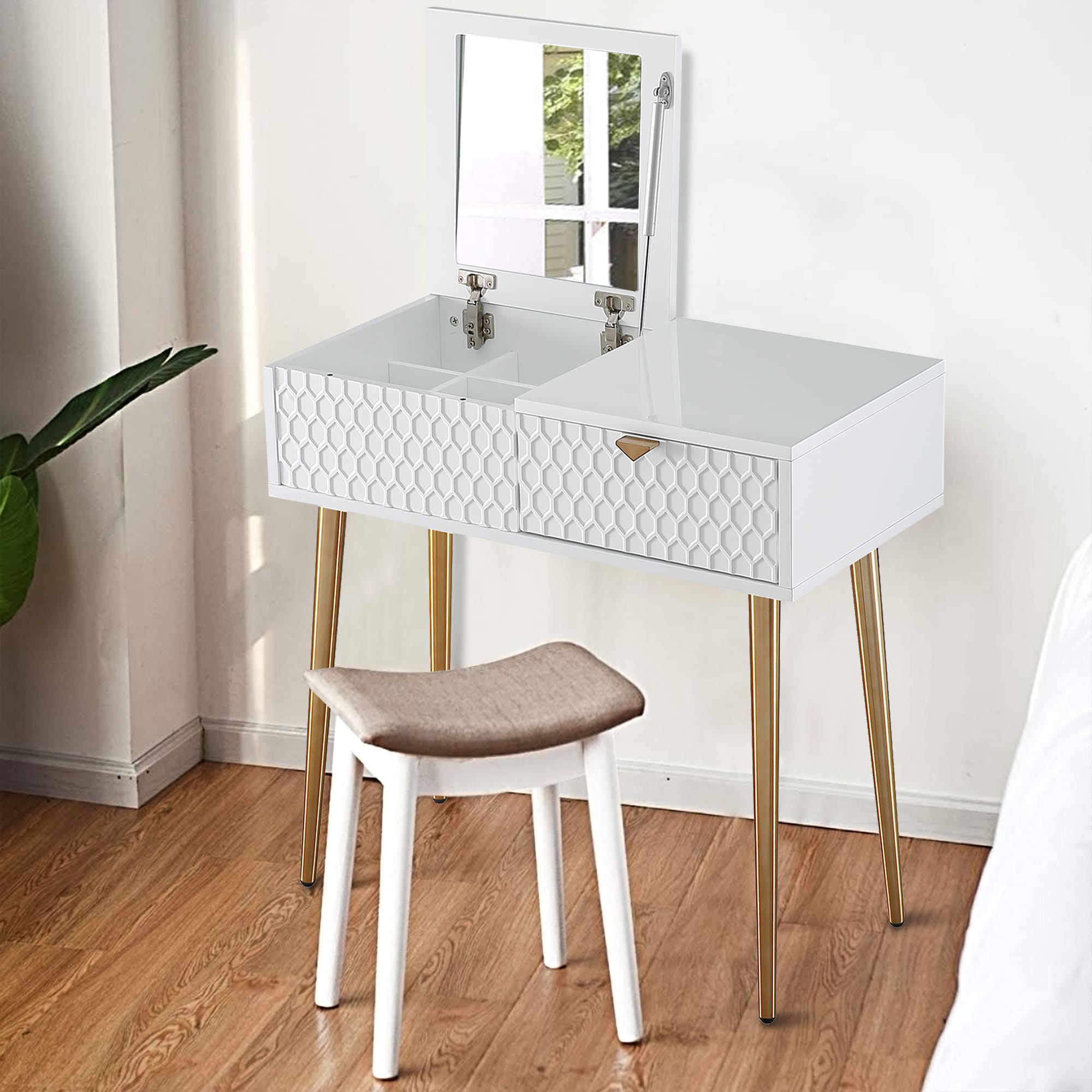 CASAINC WF-DRT-1472A-M-WH Bedroom-Vanities - View #2