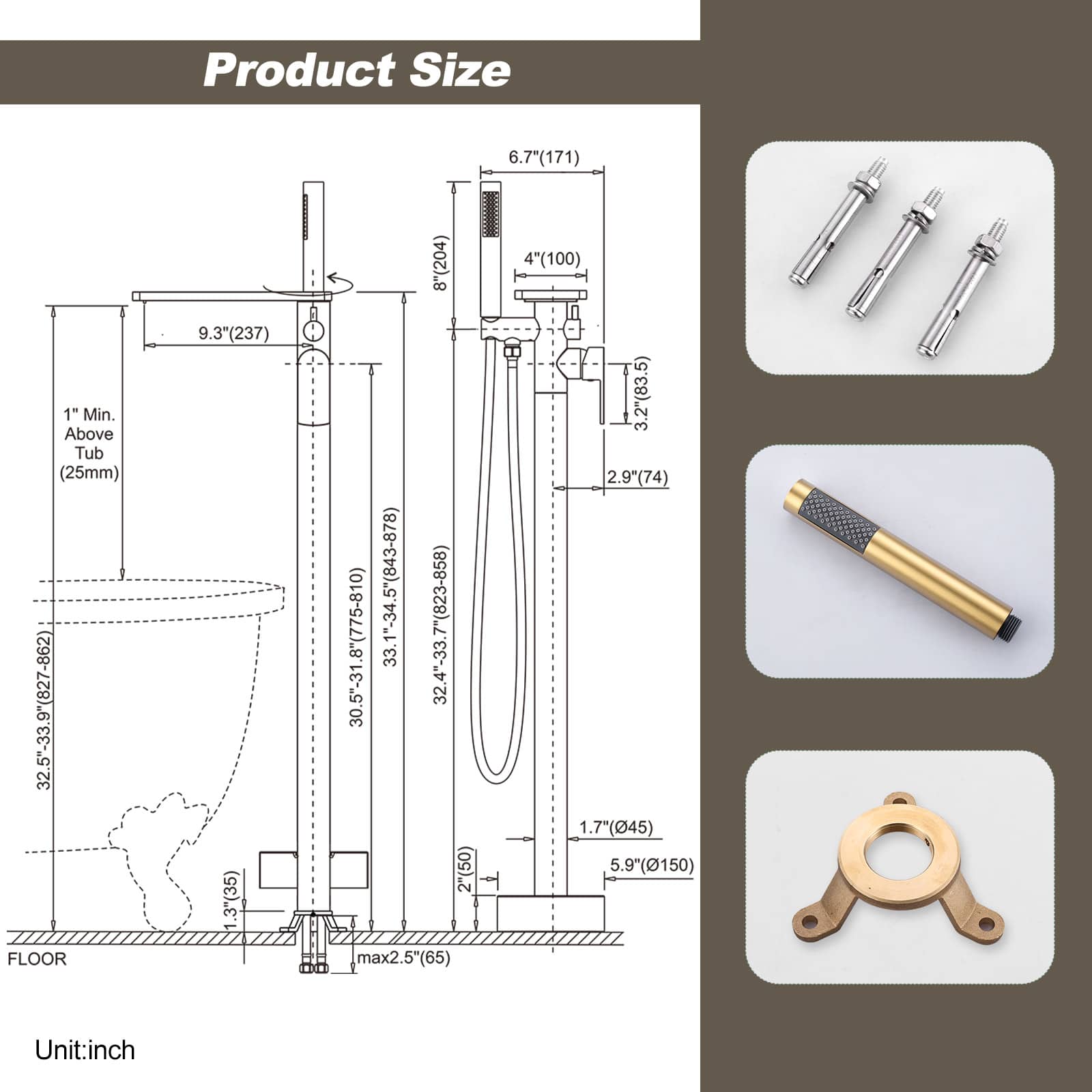 ARCORA AR9204000G Roman-Tub-Faucets - View #5