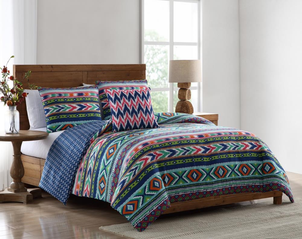 MHF Home M593871  Ava Tribal Print Comforter Set Multi Geometric Reversible Full/Queen Comforter
