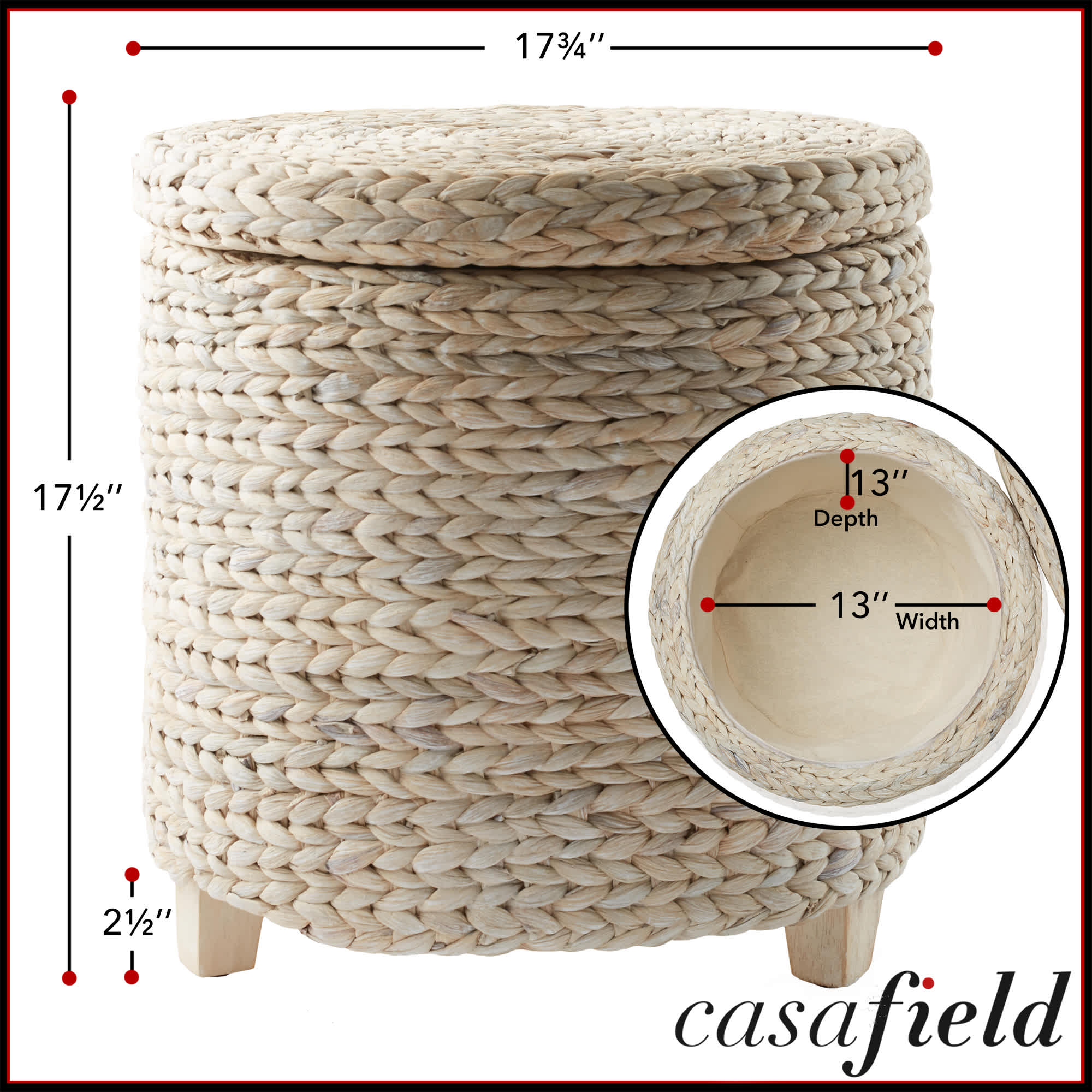 Casafield STO-W5528-WHT Indoor-Ottomans - View #7