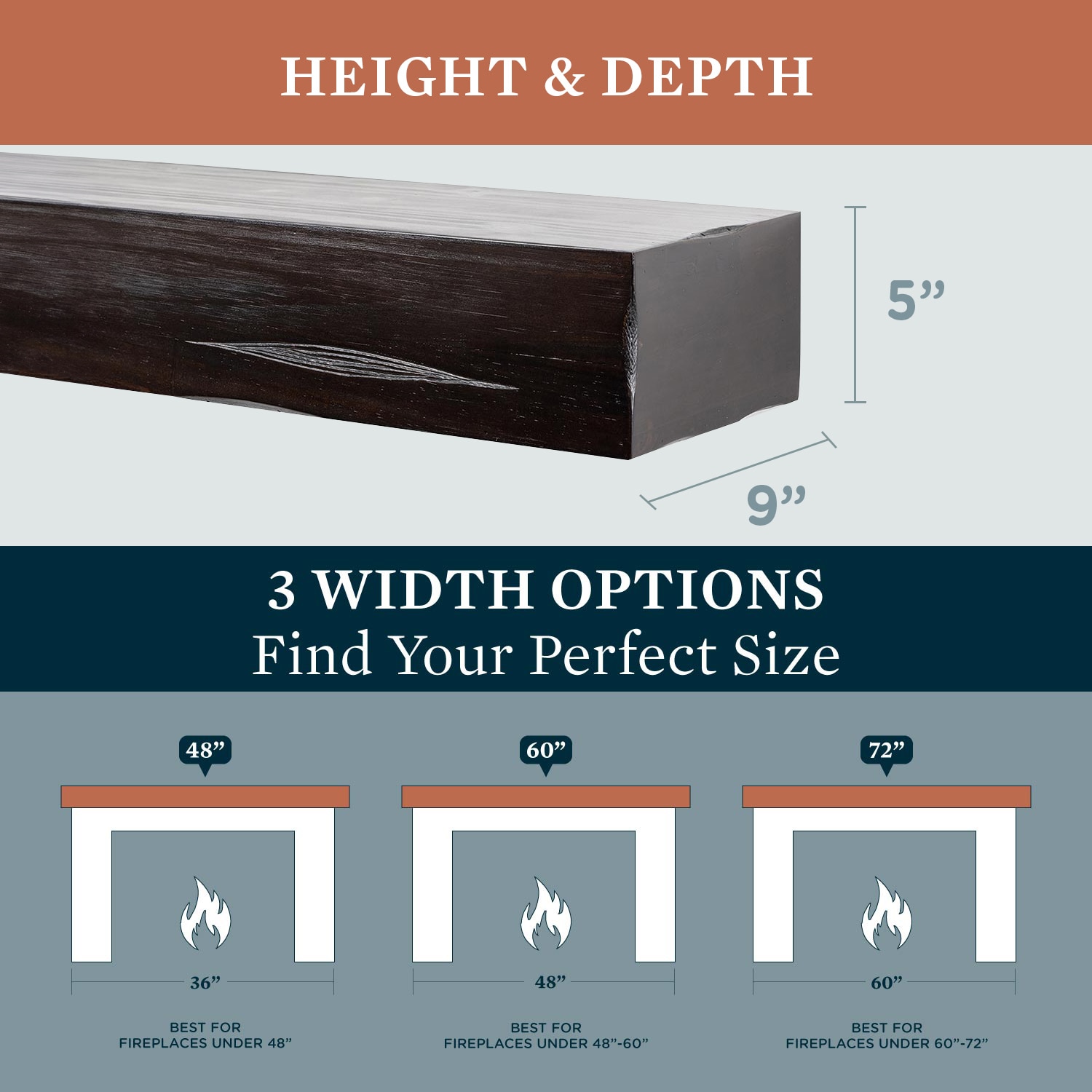 Mantels Direct NATURAL-72-ERD Mantel-Shelves - View #4