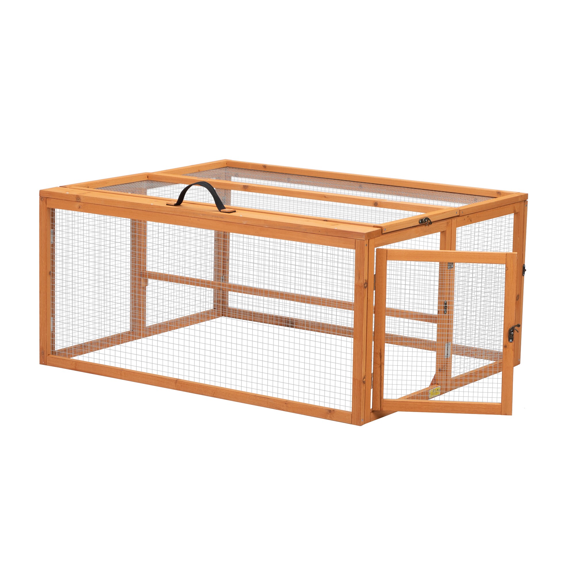 Orange Folding Fir Wood Chicken Coop with Roosting Bar