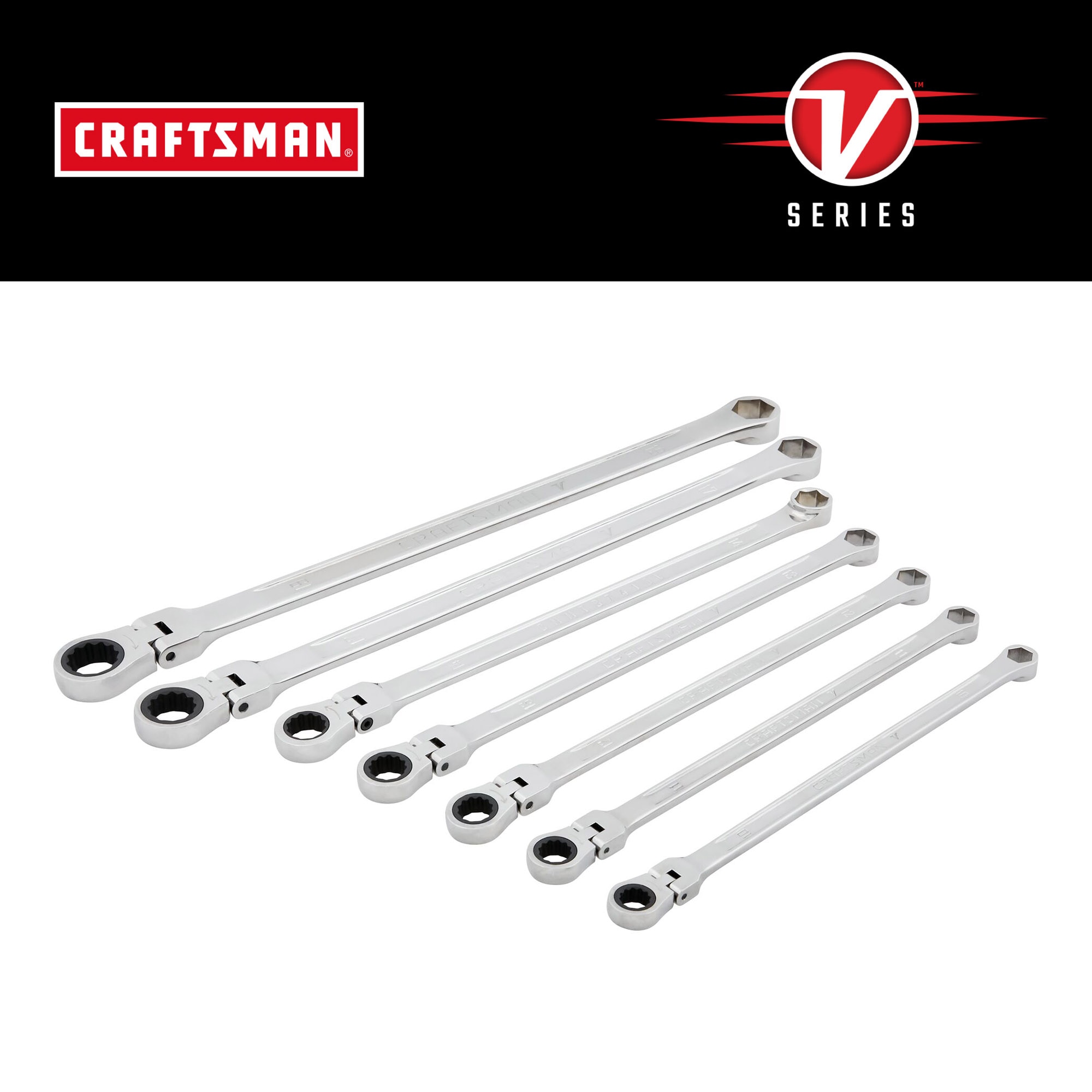 CRAFTSMAN V-Series 7-Piece Set 6-point Standard (SAE) Flexible Head Ratchet  Wrench in the Ratchet Wrenches  Sets department at