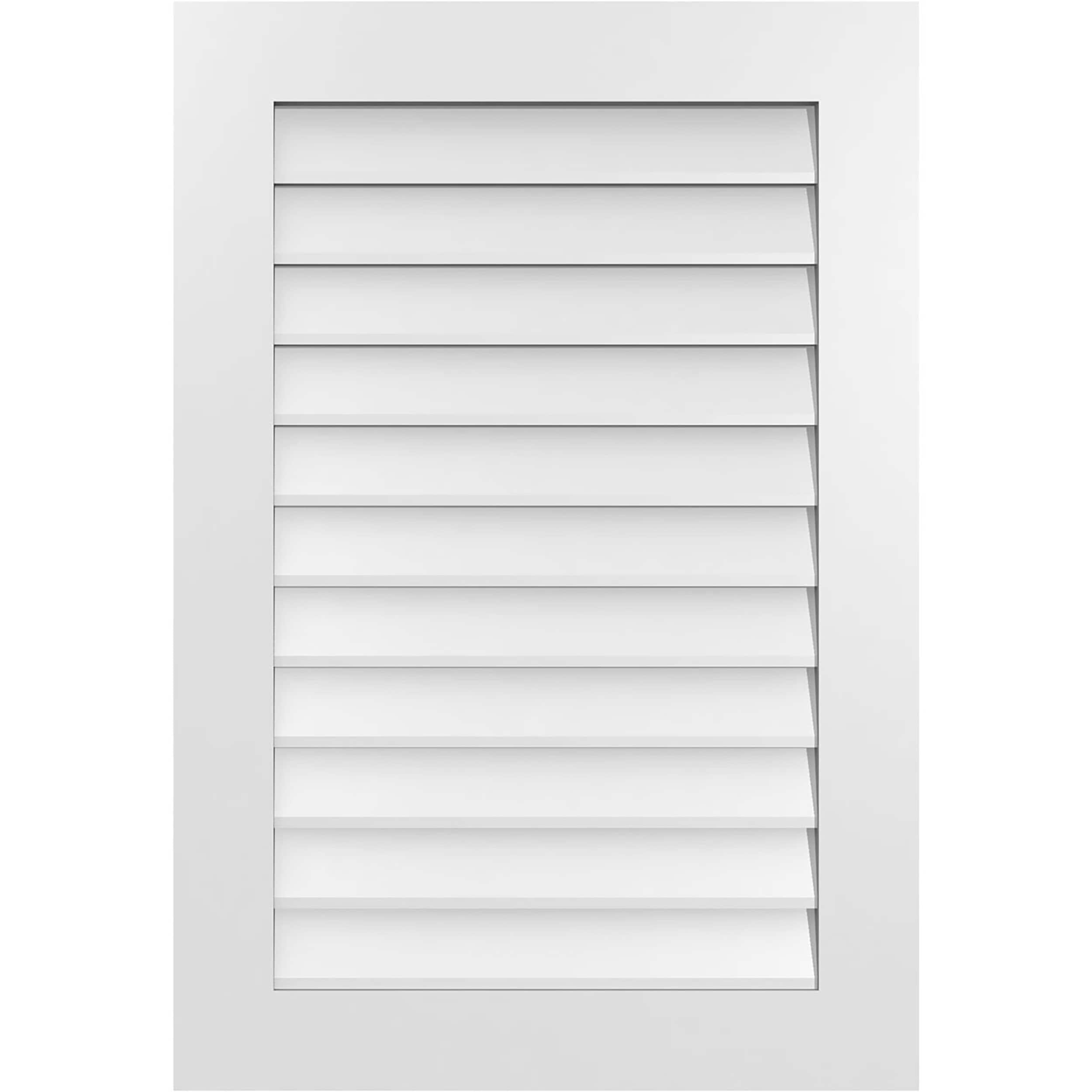 Ekena Millwork GVPVE26X3801SN 26-Inches x 38-Inches Off-white Rectangle PVC Gable Louver Vent
