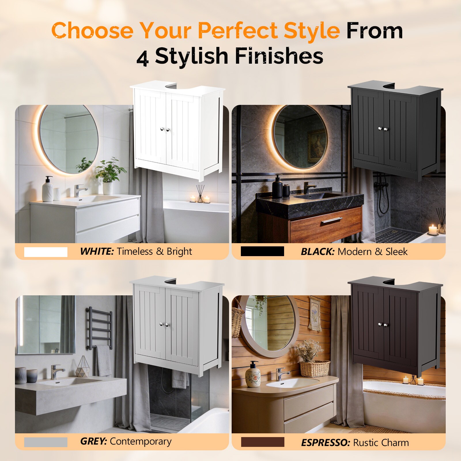 VINGLI 11.8D x 24W Bathroom Pedestal Sink Storage Cabinet with 2