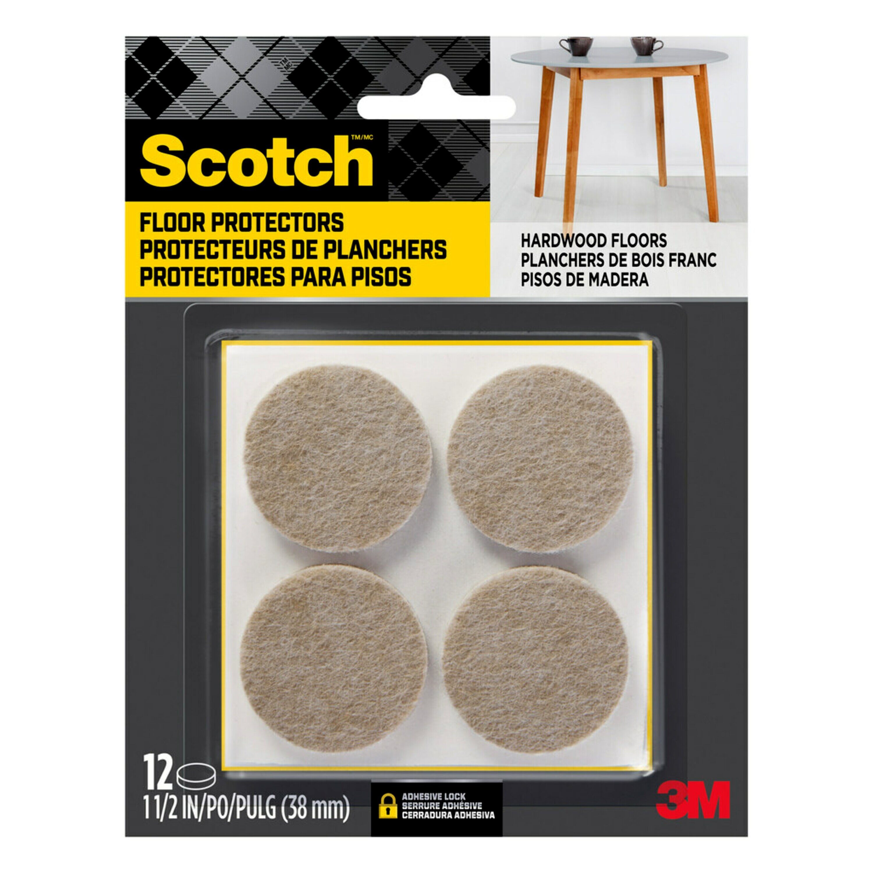 Scotch 12 -Pack 1-1/2-in Beige Round Felt furniture pads #SP803-NA