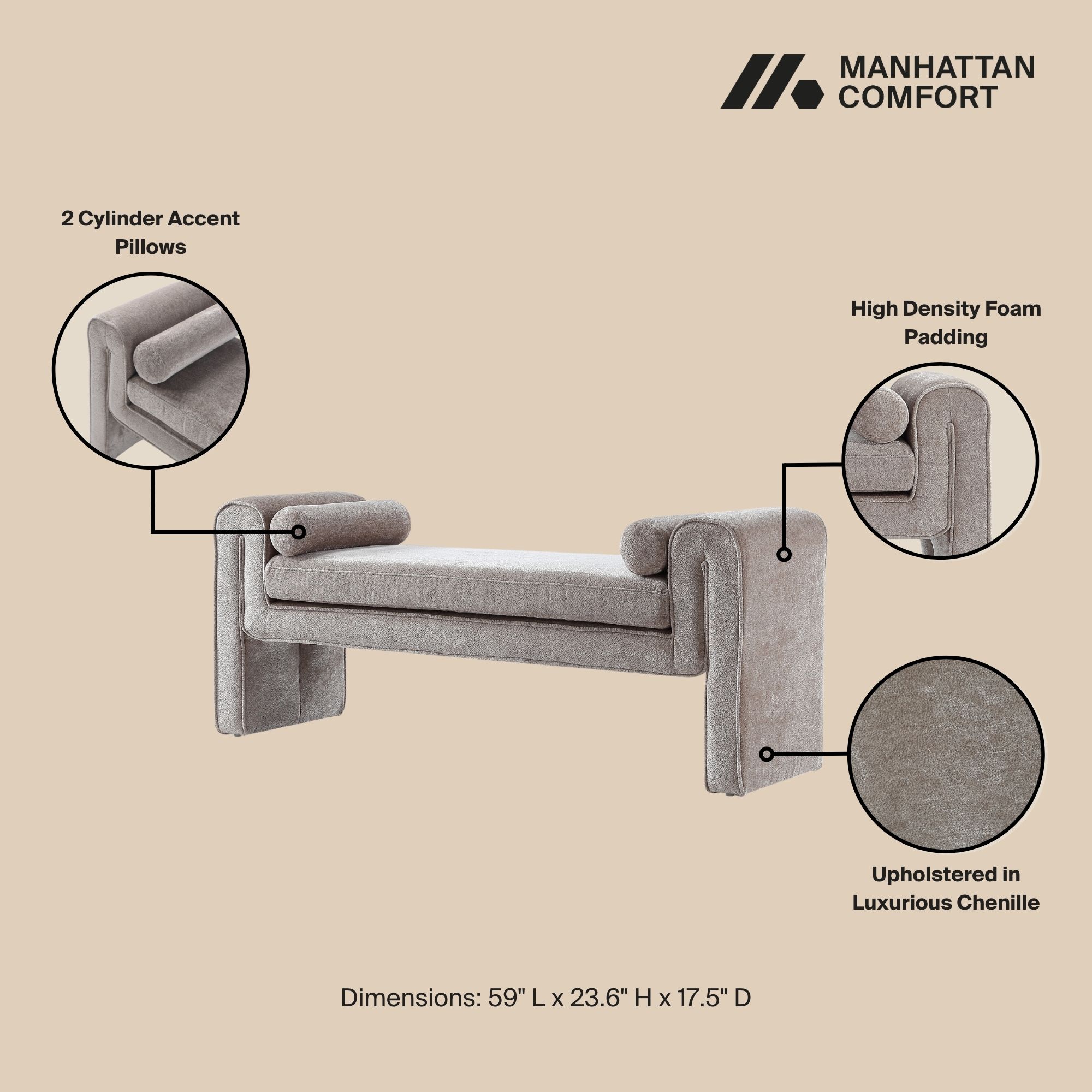 Manhattan Comfort BE001-DO bench - View #4