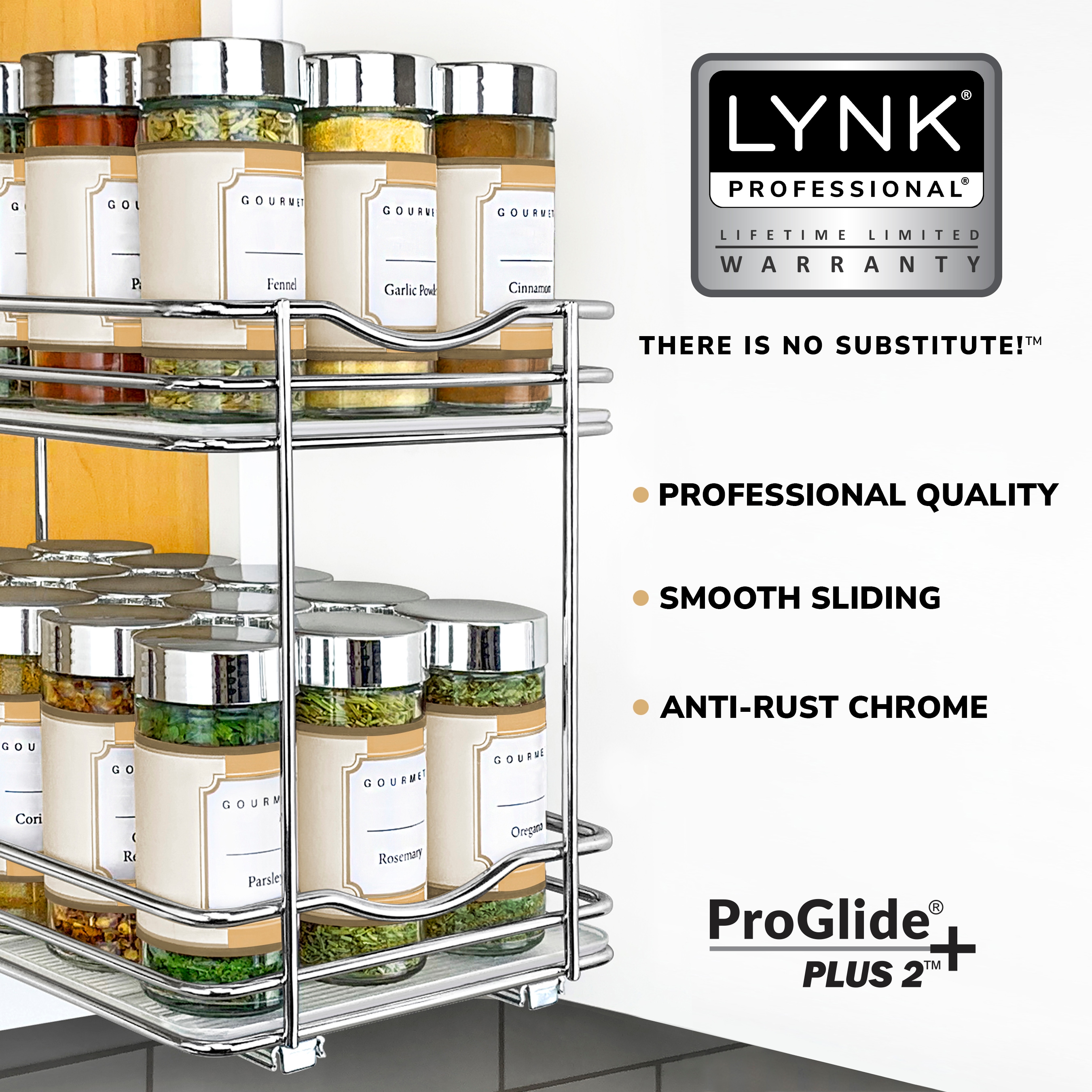 LYNK PROFESSIONAL Silver Metallic - Medium Spice Rack Drawer