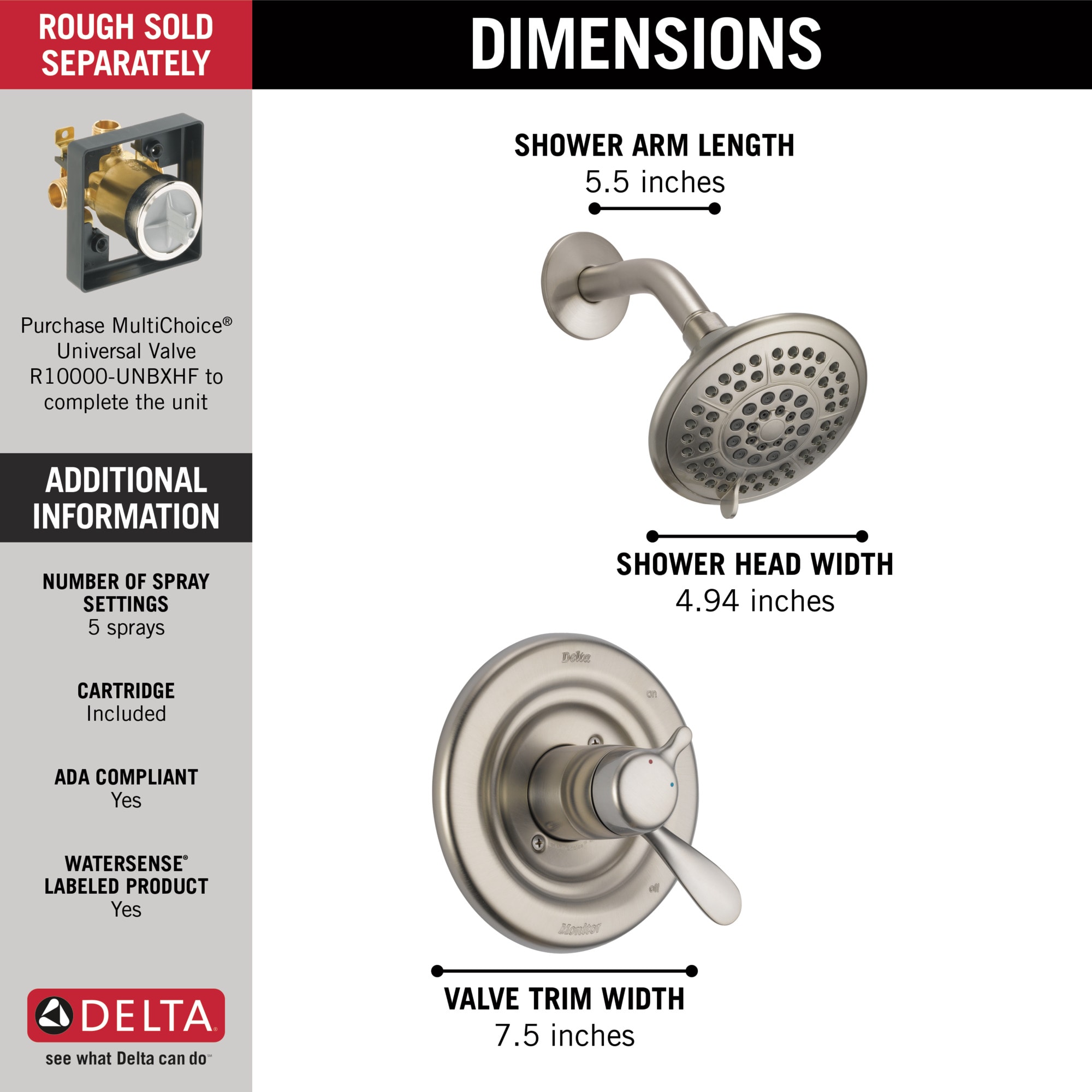Delta T17230-SS Tub-Shower-Faucets - View #3