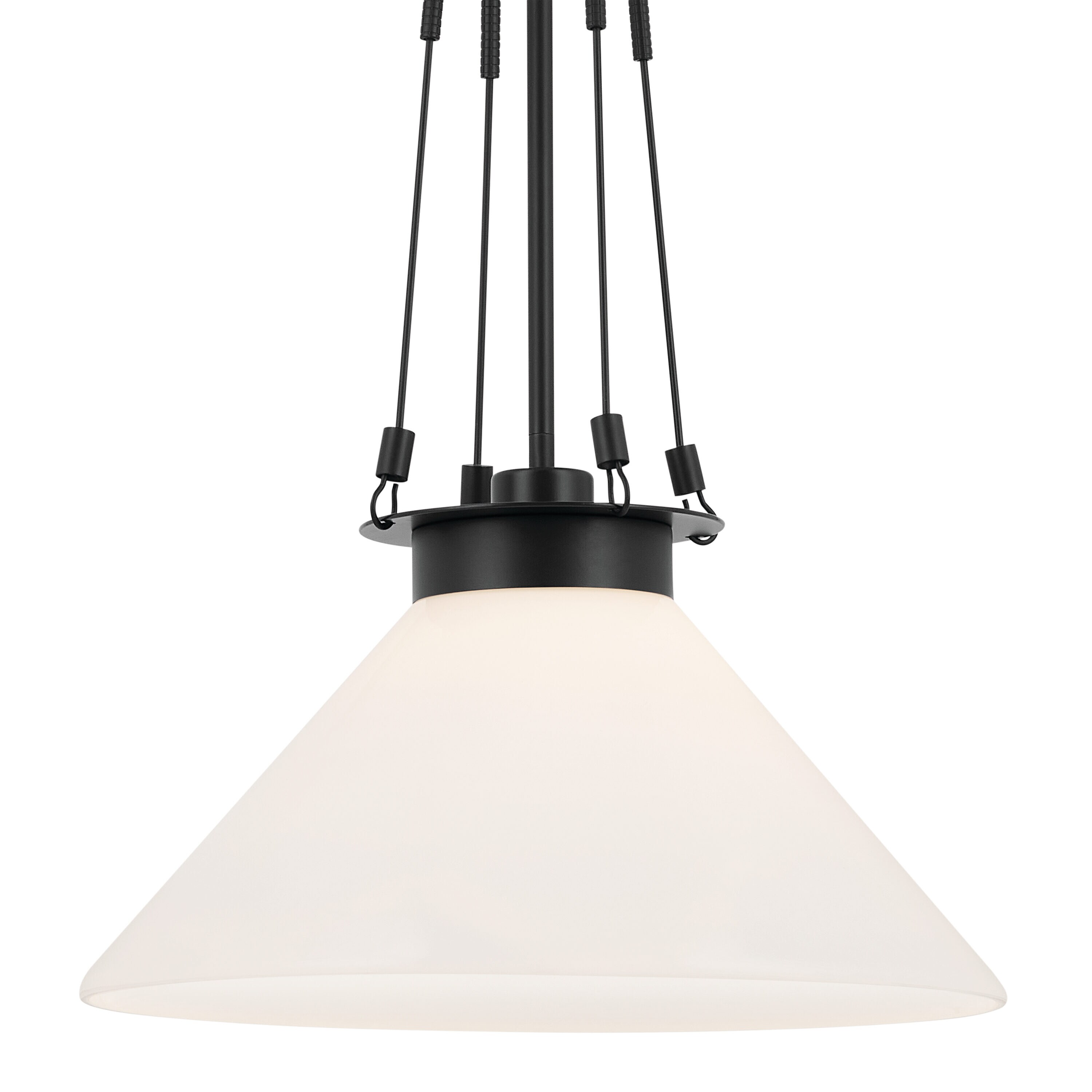 Kichler Albers 1 -Light Black Modern/contemporary Opal glass Cone Medium Hanging Pendant light 5384717 Sansujyuku sansujyuku.com