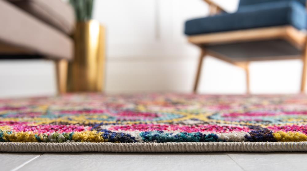 8' x 10' Blue Multi-Color Synthetic Bohemian Area Rug