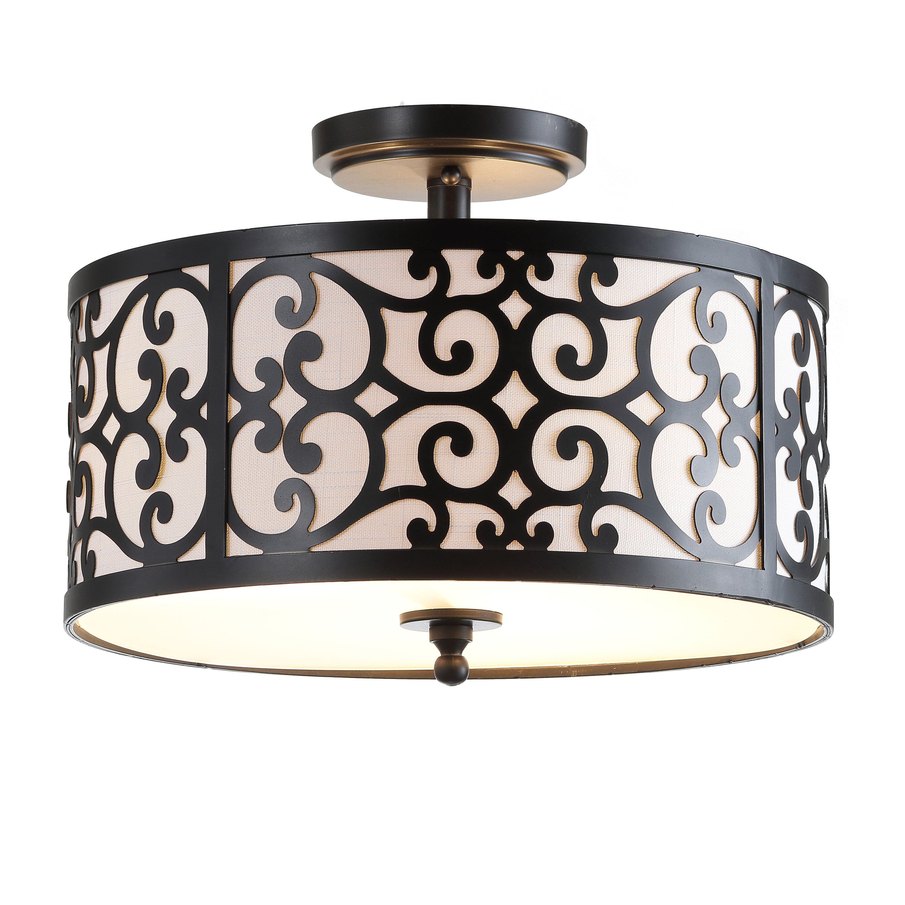Elegant 15" Oil Rubbed Bronze LED Drum Ceiling Light with Linen Shade