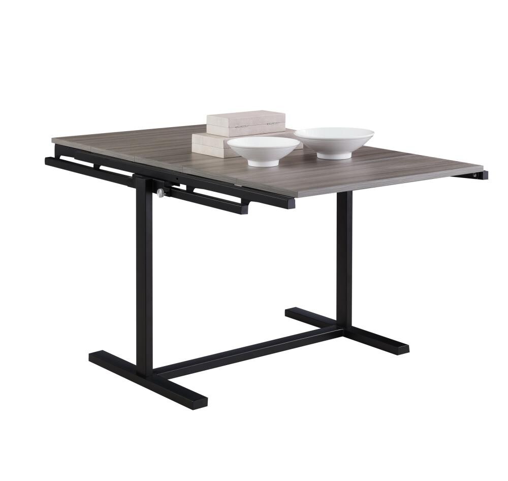 Chintaly Imports 8473-DT-GRY-VNR 8473 Matte Gray Contemporary/Modern Dining Table, Metal with Matte Gray Metal Base