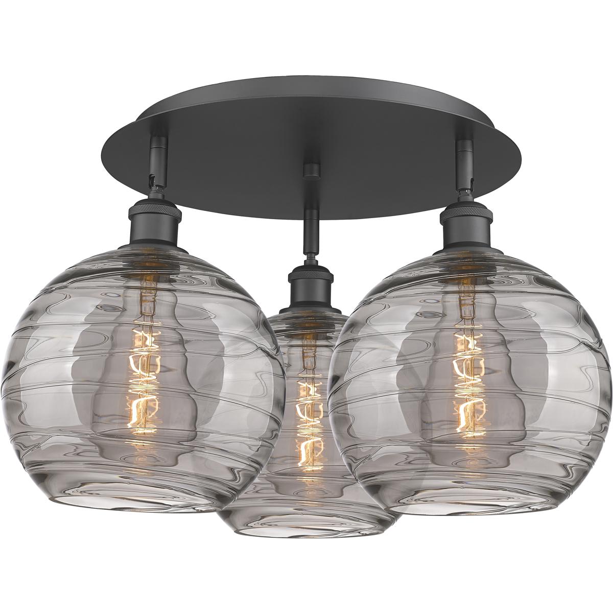 Innovations Lighting 2669680 516-3C-BK-G1213-10SM Ballston Athens Deco Swirl Flush Mount