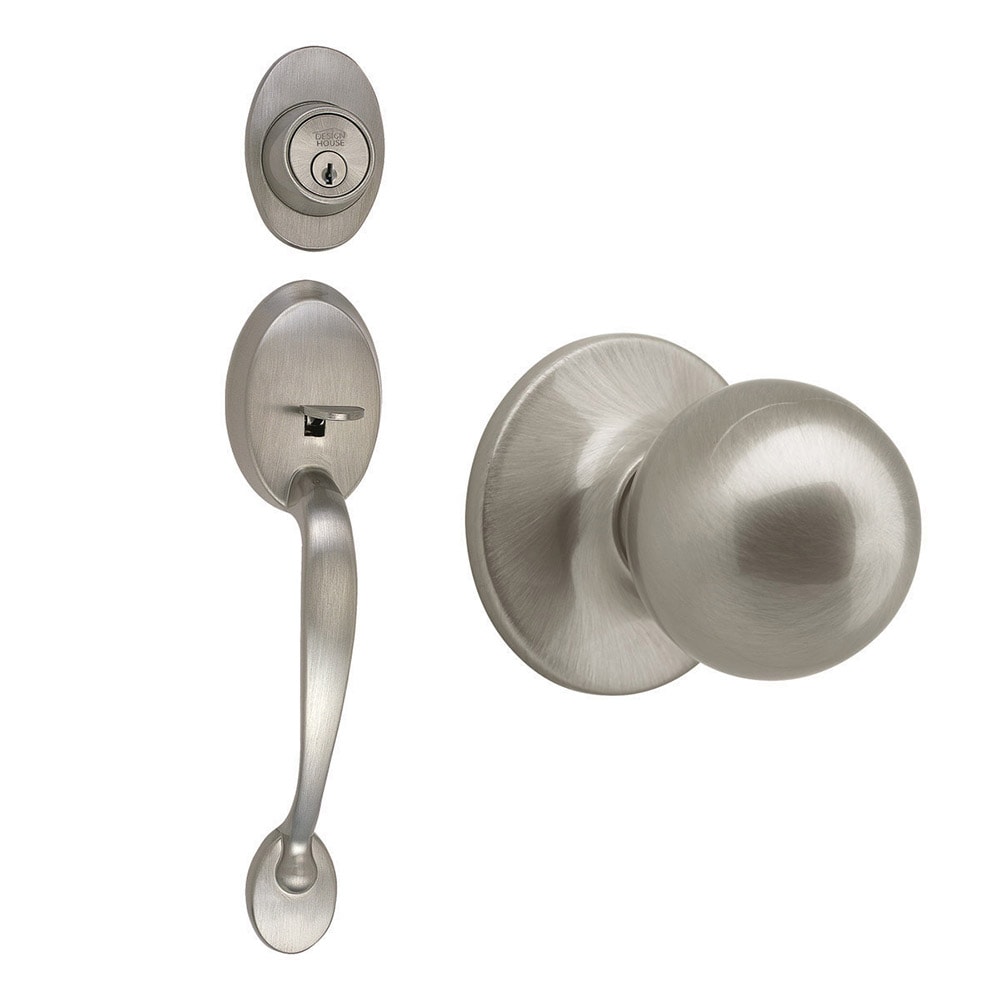 Design House 783498 Coventry Coventry Satin Nickel Keyed entry door handleset with Accent Knob