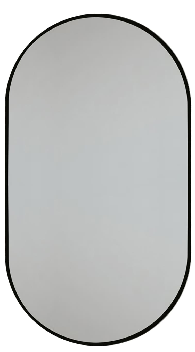 Frameless Oval Black Metal Bathroom Vanity Mirror 31.5 x 19.6 in.